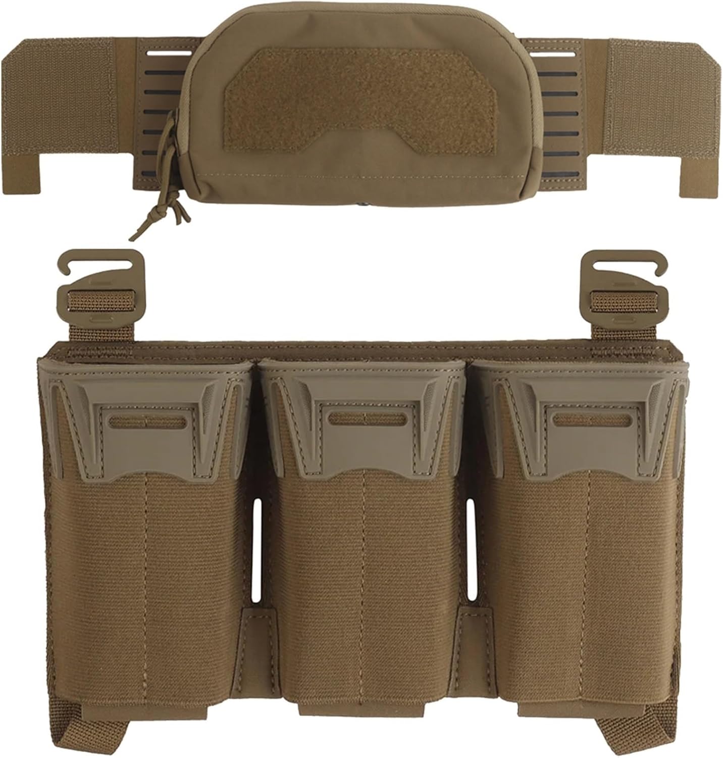 Tactical Front Placard with Multi-Caliber Triple Mag Pouch - Compact 2nd Layer Admin Pouch for CS Hunting Paintball Gear