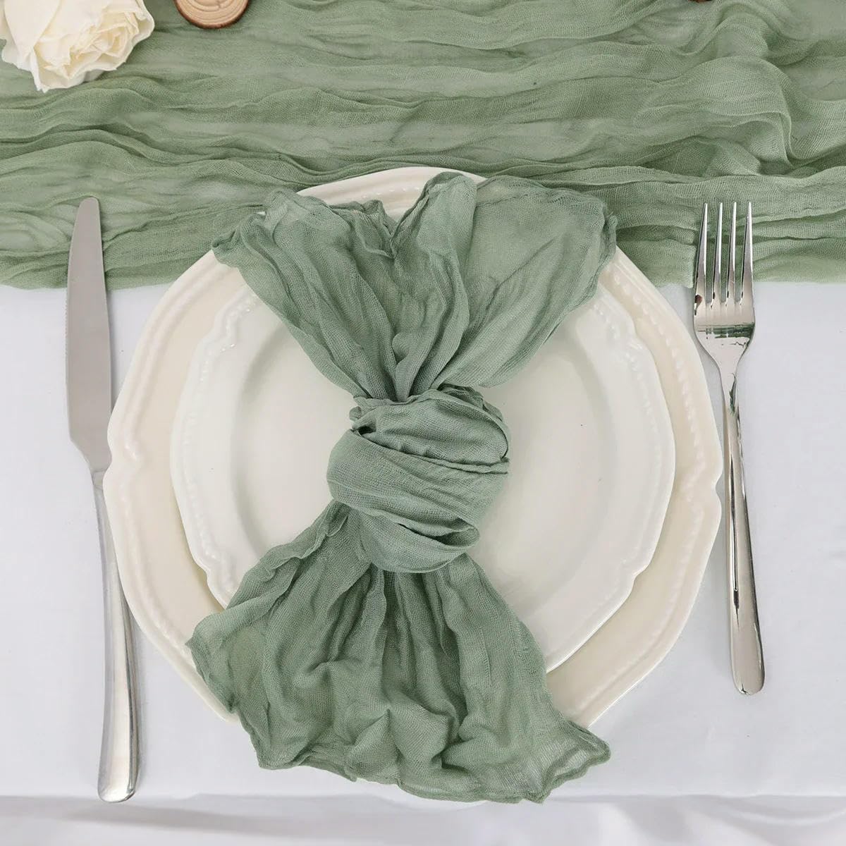 6 tovaglioli di garza verde salvia, 50 x 50 cm, tovagliette da tavola, per sala da pranzo, festa di nozze, banchetti, banchetti, archi, decorazioni per matrimoni