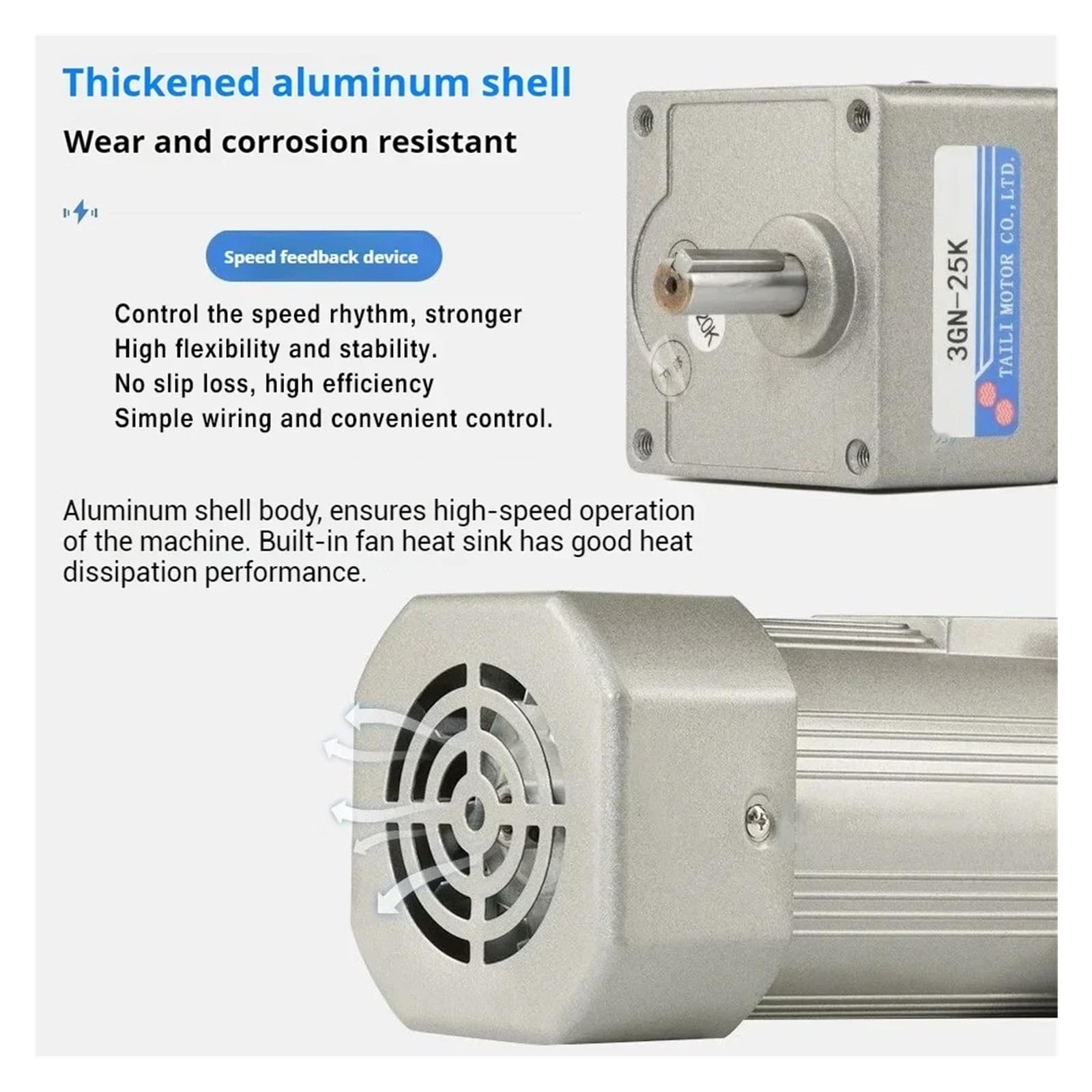 200W 250W zestaw mikrosilnika prądu przemiennego silnik z przekładnią regulator prędkości do przodu i tyłu + jednofazowy asynchroniczny 50/60 hz ForCNC,Przemysłowe i DIY(180W,32rpm-(Ratio 1to40))