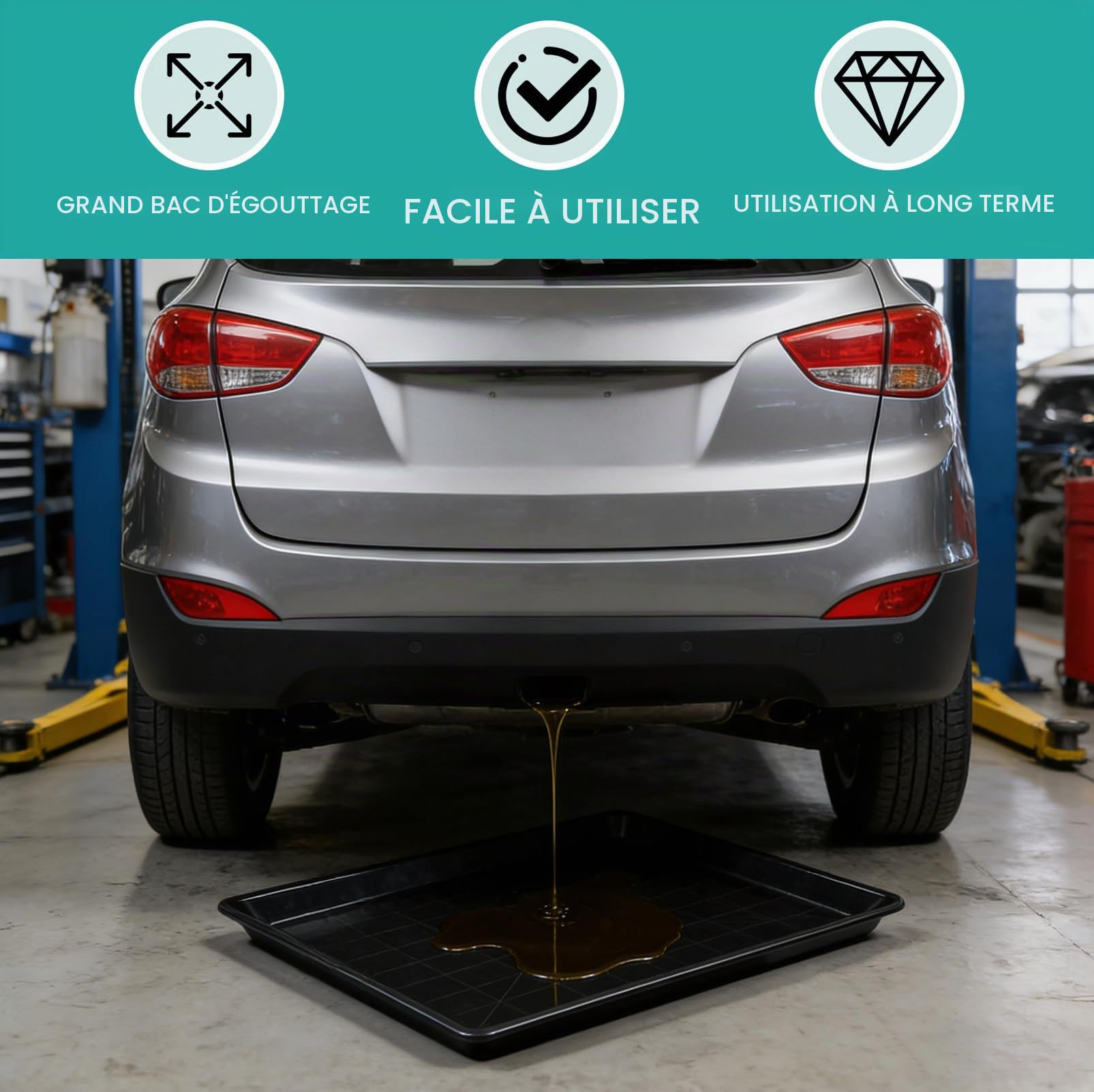 Extra grande bac de récupération d'huile pour voiture, 90 x 60 x 4 cm, bac de récupération d'huile pour sous la voiture, bac de récupération, bac de récupération d'huile, grands réservoirs de