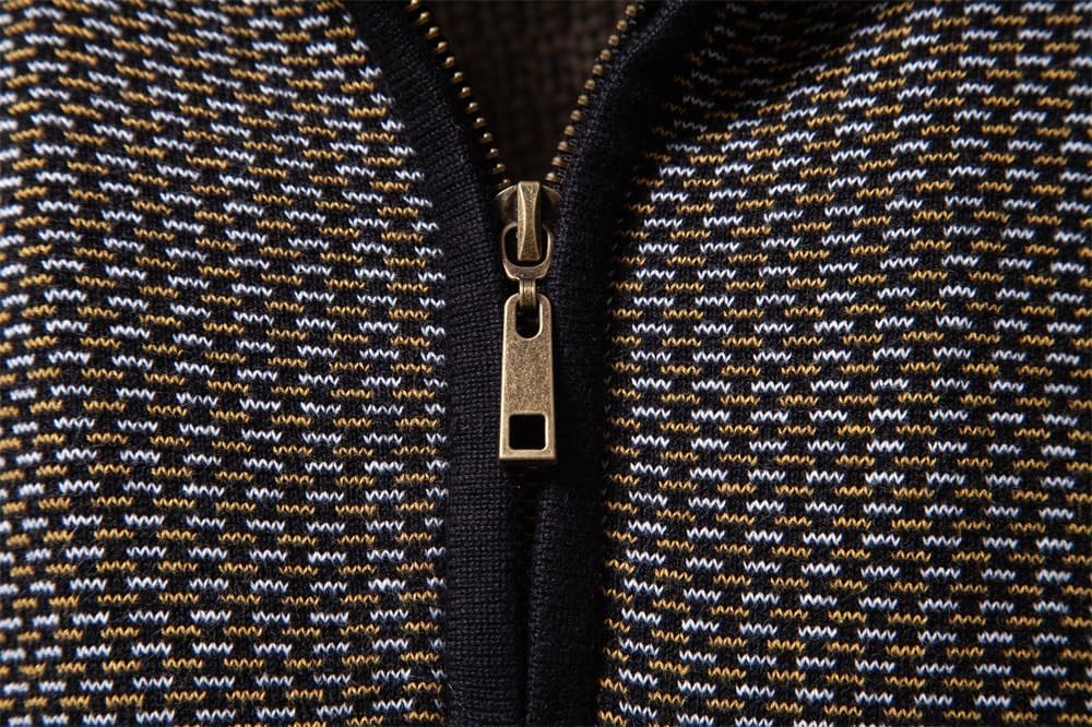 Men's Thick Sweater Men's Half Zipper Stand Up Collar Business Casual Sweaters Men