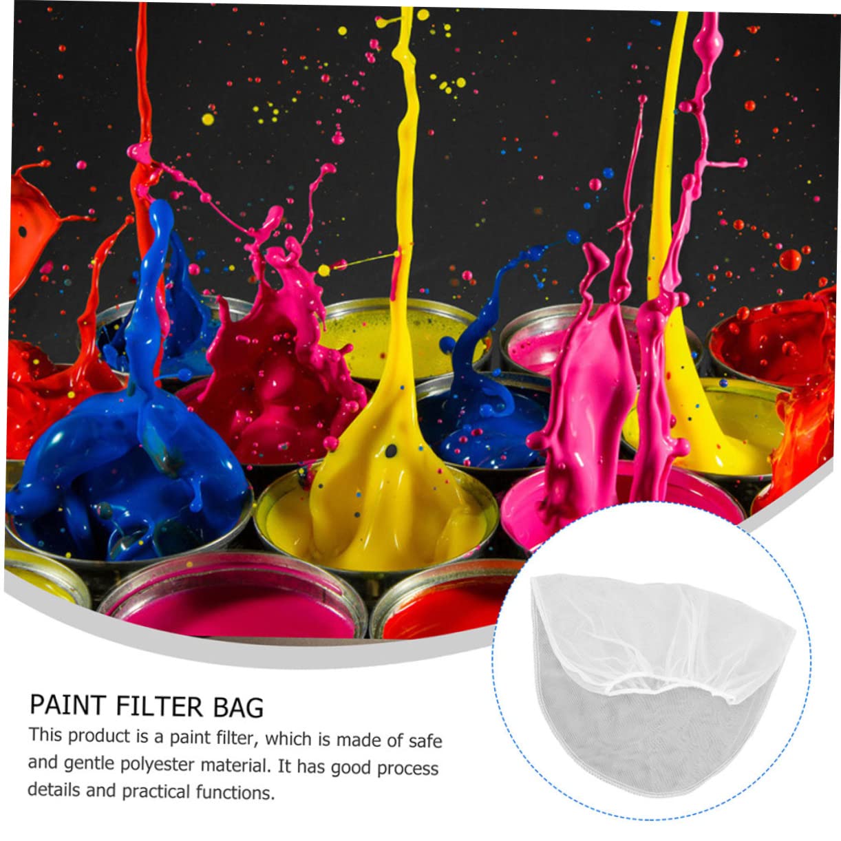 BUTIFULSIC Paint Strainer Bag Set 10pcs Oil Paint Filter Bag Mesh Polyester Mesh Bag for Painting