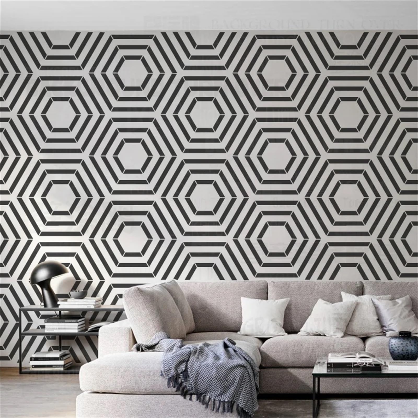 Stencil Per Pareti Stencil da 30 cm a 70 for dipingere il modello di gesso for la decorazione murale, stucco for mobili, mattoni esagono geometrico(XXL 40cmX70cm)