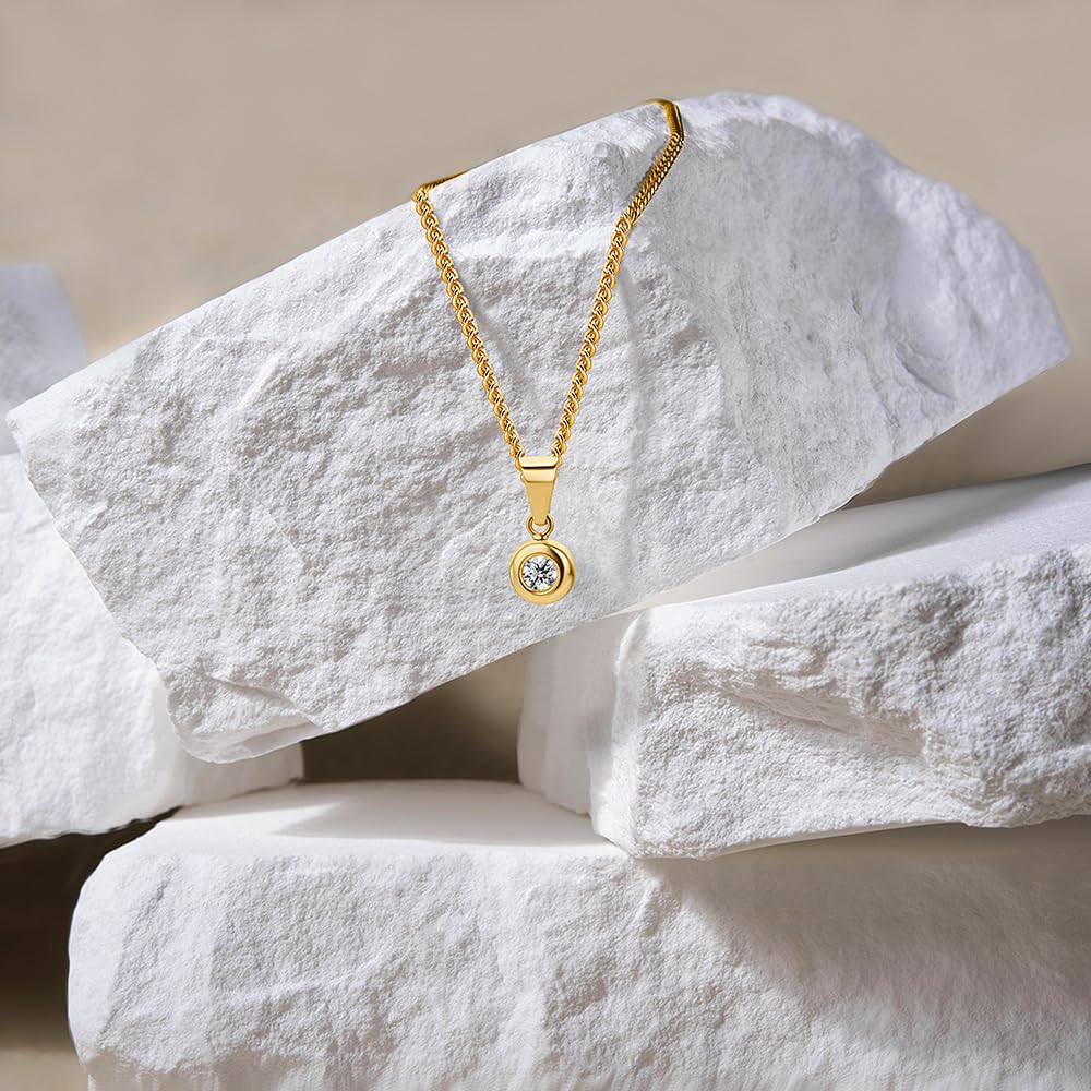 Orovi Collar Mujer Oro Amarillo 9 Quilates 375, Cadena Oro con Colgante Diamante 0.10 ct, Cadena Plata Chapada Oro 18k de 45 cm, Colgante Elegante, Joyería Hipoalergénica para Mujer Hecha a Mano