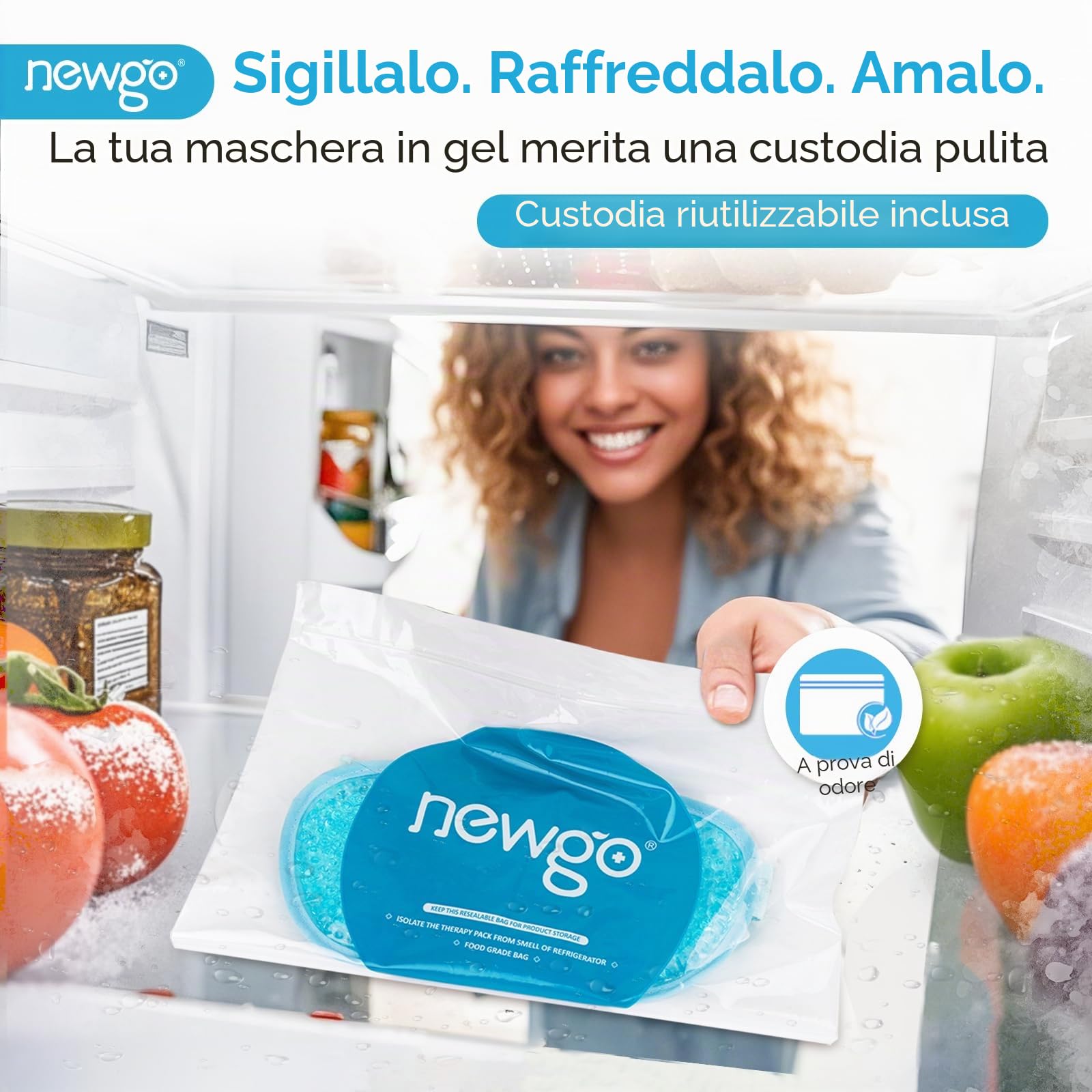 NEWGO Maschera Gel Per Gli Occhi Impacco Freddo Riutilizzabile, Maschera Occhi Gel Freddo, Perfetta Per Blefarite, Occhi gonfi, Occhiaie - Blu