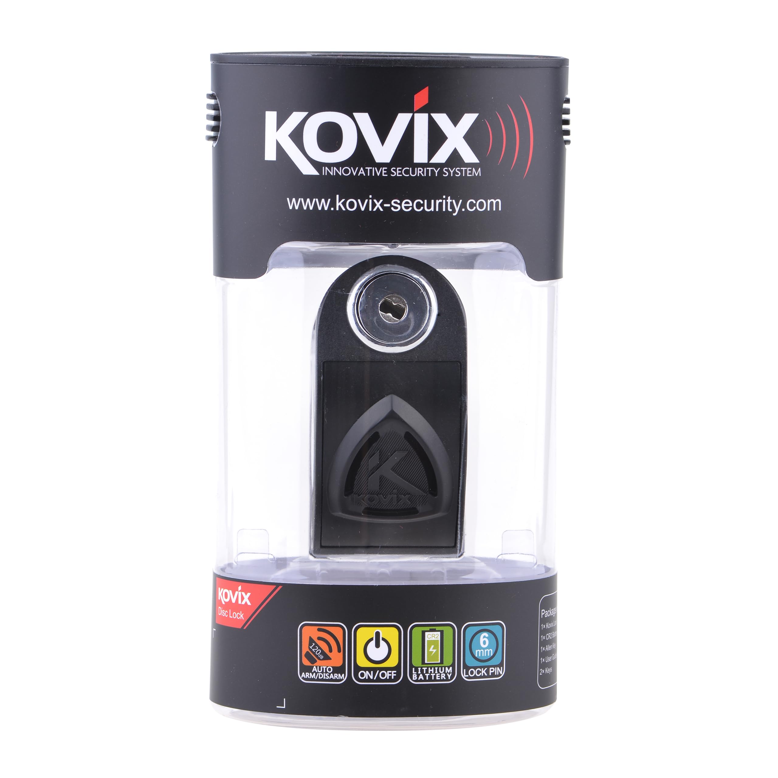Kovix KD Series - BLOCCADISCO con Allarme 6MM KD6-BK