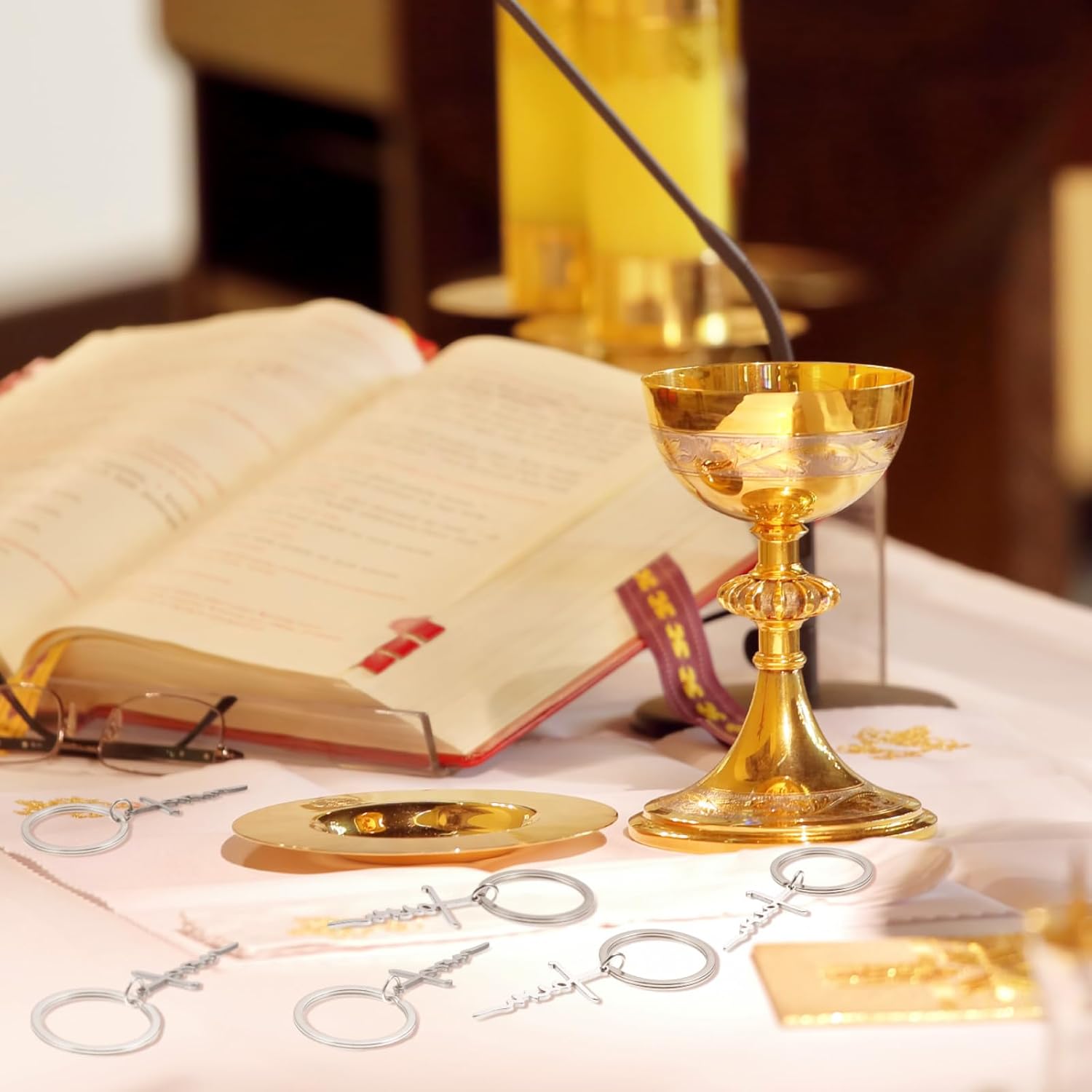 Landical 20 Pcs Faith Cross Keychain Religious Christian Gifts for Women Stainless Steel Faith Cross Bulk for Christmas Baptism Confirmation Gifts - Image 5