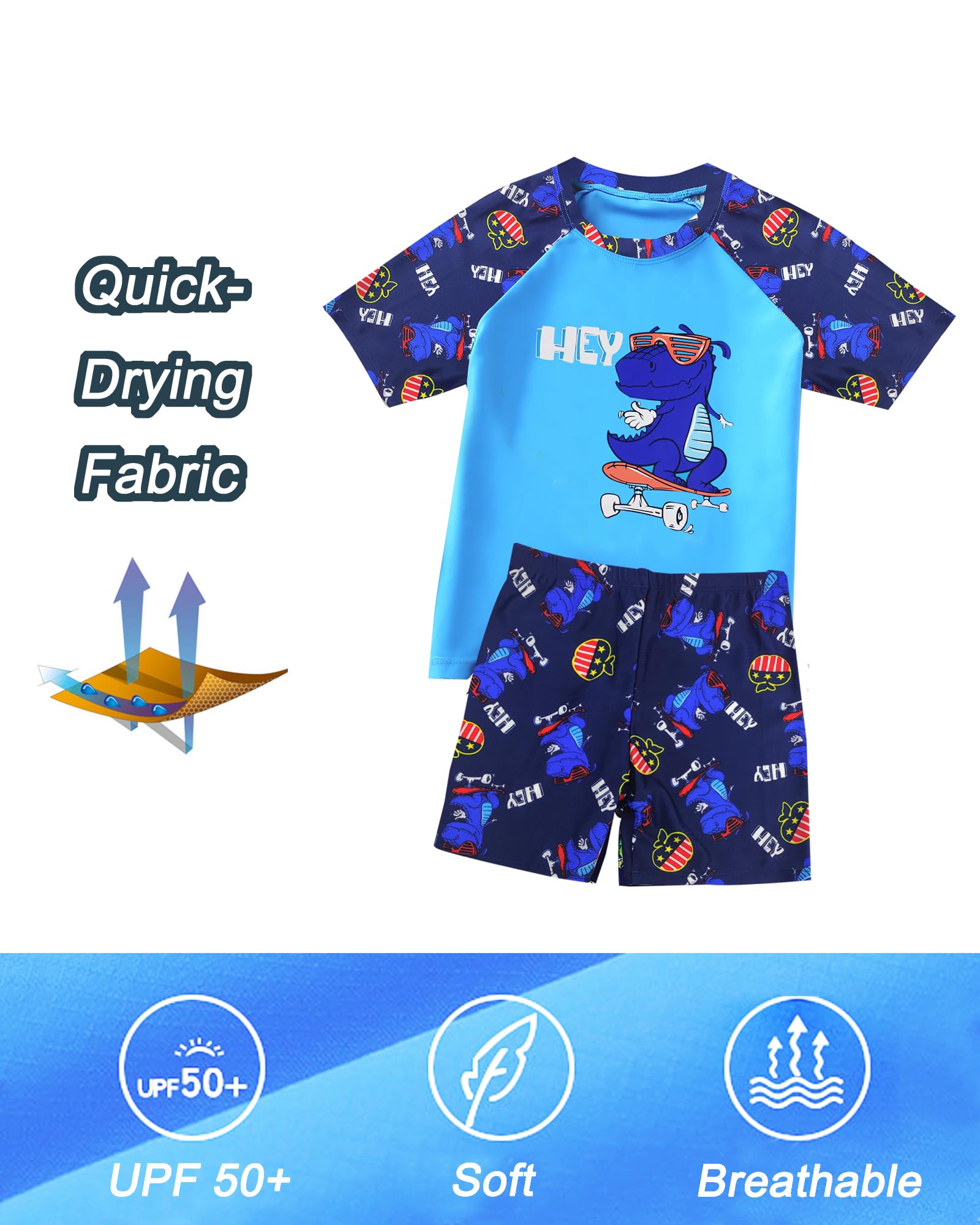 UV Shirt & Badehose Kinder 2-10 Jahre - Badeshirt UV & Badeshorts Jungen Schwimmshirt Kinder UV-Schutz UPF 50+