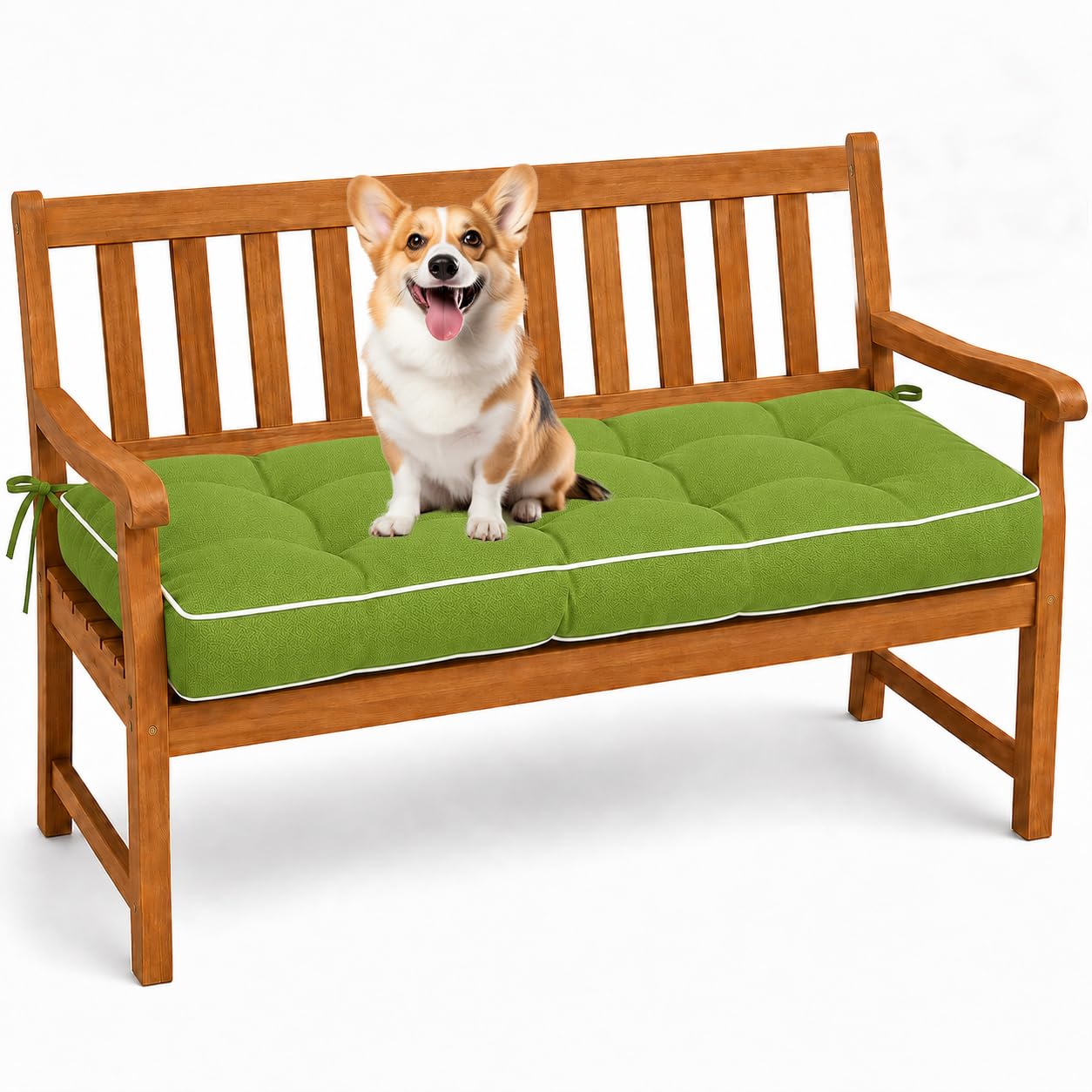 AZMAHT Garden Cushions: A1500 Water Resistant Garden Furniture Cushions, Thick Outdoor Bench Cushion for 2 3 Seater Metal Wooden Bench, Replacement Outdoor Sofa Cushions,Green,100x48x8cm