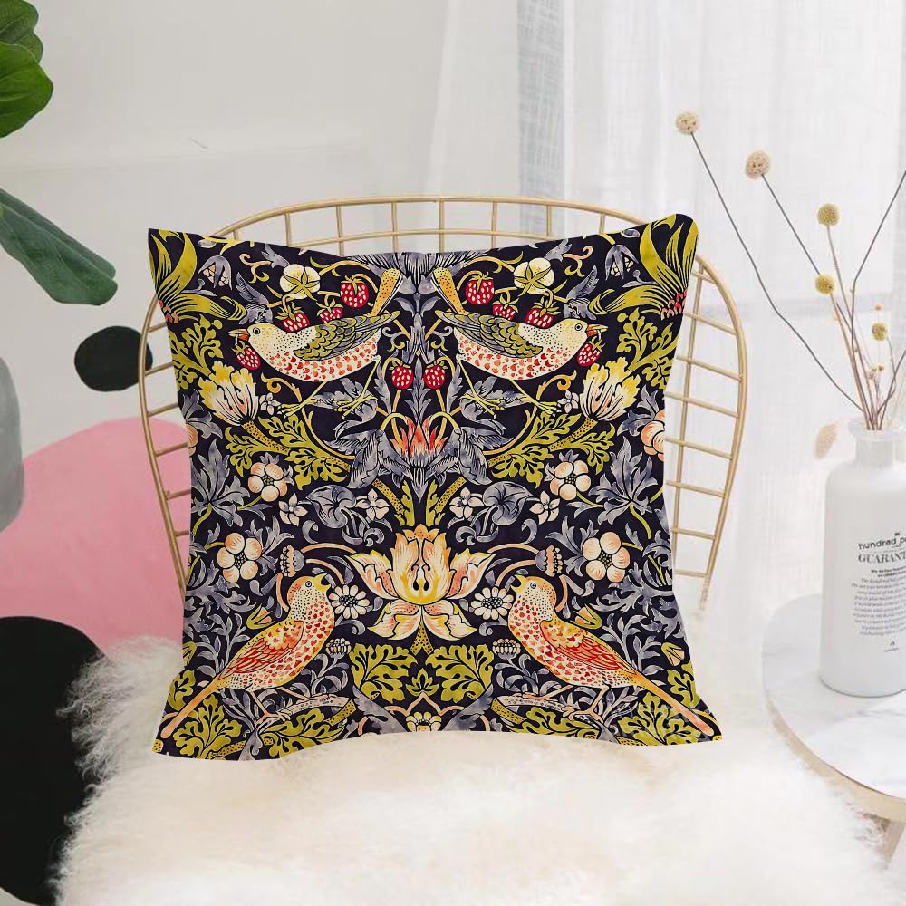 HYOSXW Cushion Cover,Throw Pillow Case Home Decorative for Living Room Bedroom Sofa Chair 16X16 Inch,William Morris's famous Strawberry Thief pattern (1883).,Pillowcase 40X40cm