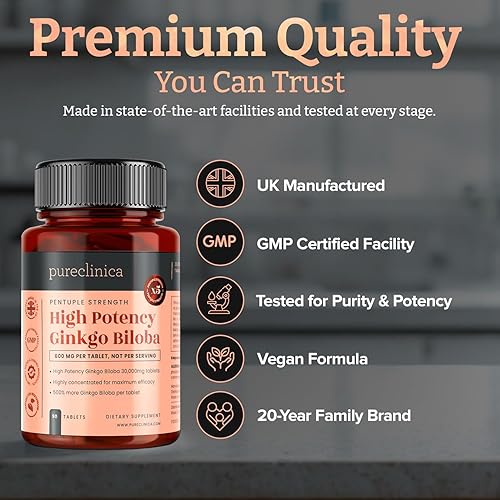 Miniatura 6 de pureclinica Ginkgo Biloba de alta potencia 30,000 mg x 90 tabletas - 3 meses de suministro - 5 veces la fuerza de los productos de la competencia