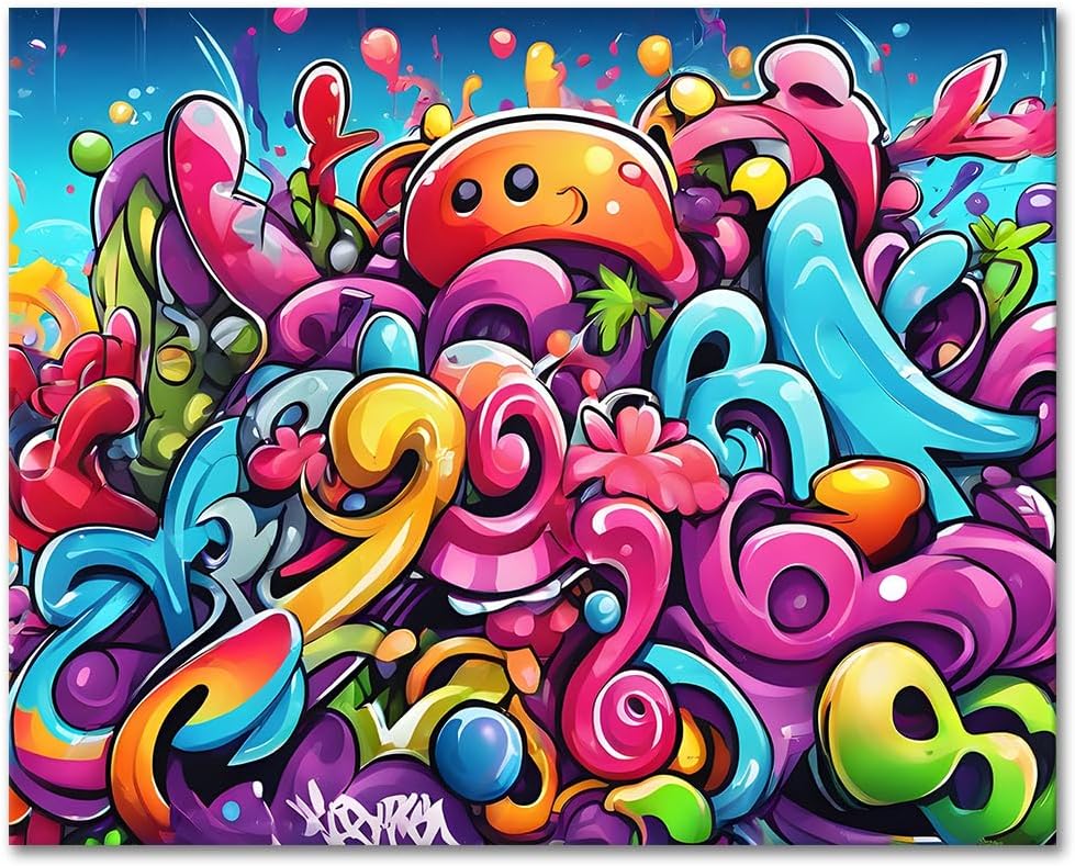 Rebotipy Paint by Numbers for Adult, Street Graffiti Paint by Numbers Kits On Canvas, DIY Graffiti Pattern Adult Paint by Numbers, Flameless Paint by Numbers for Adults and Kids Beginner