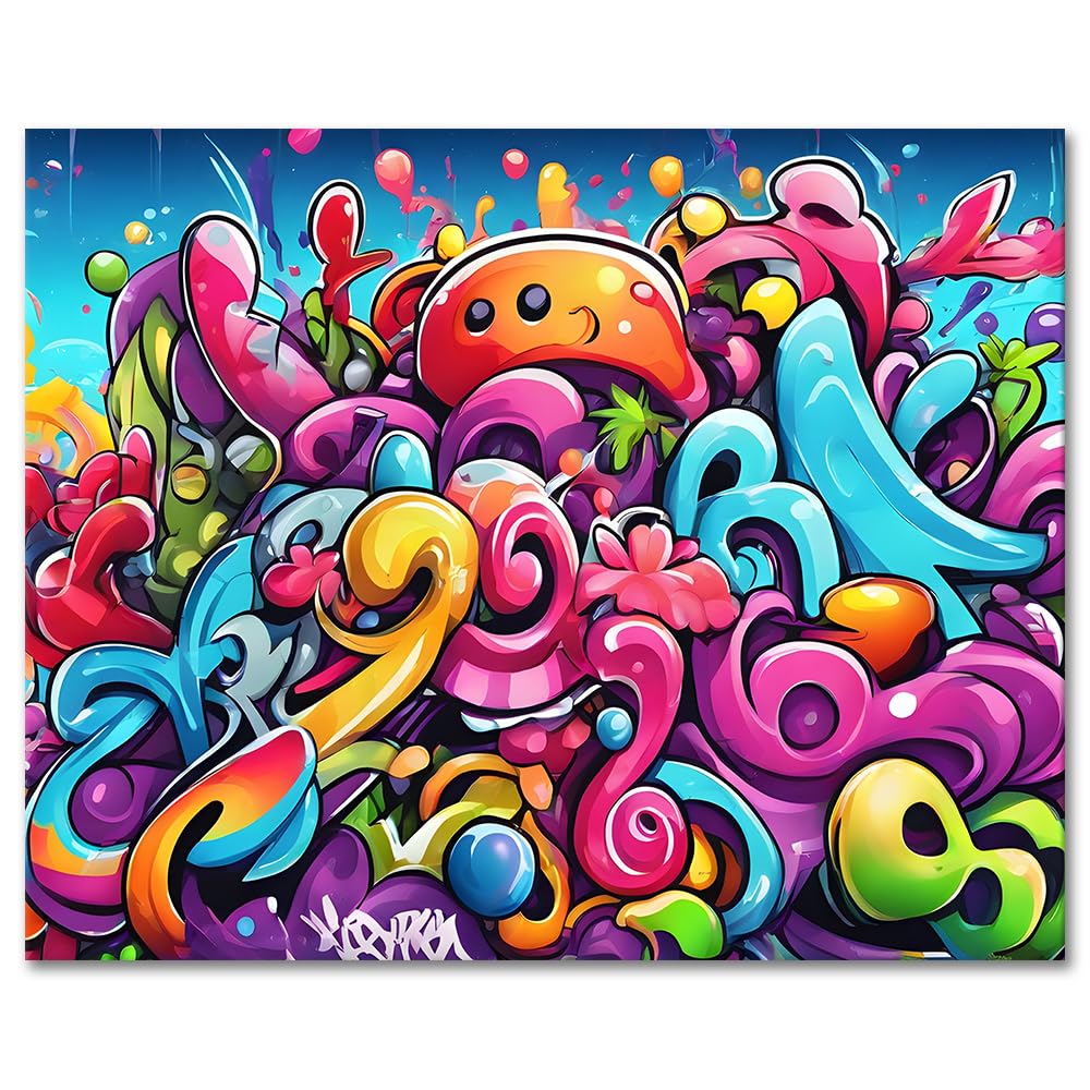 Rebotipy Paint by Numbers for Adult, Street Graffiti Paint by Numbers Kits On Canvas, DIY Graffiti Pattern Adult Paint by Numbers, Flameless Paint by Numbers for Adults and Kids Beginner