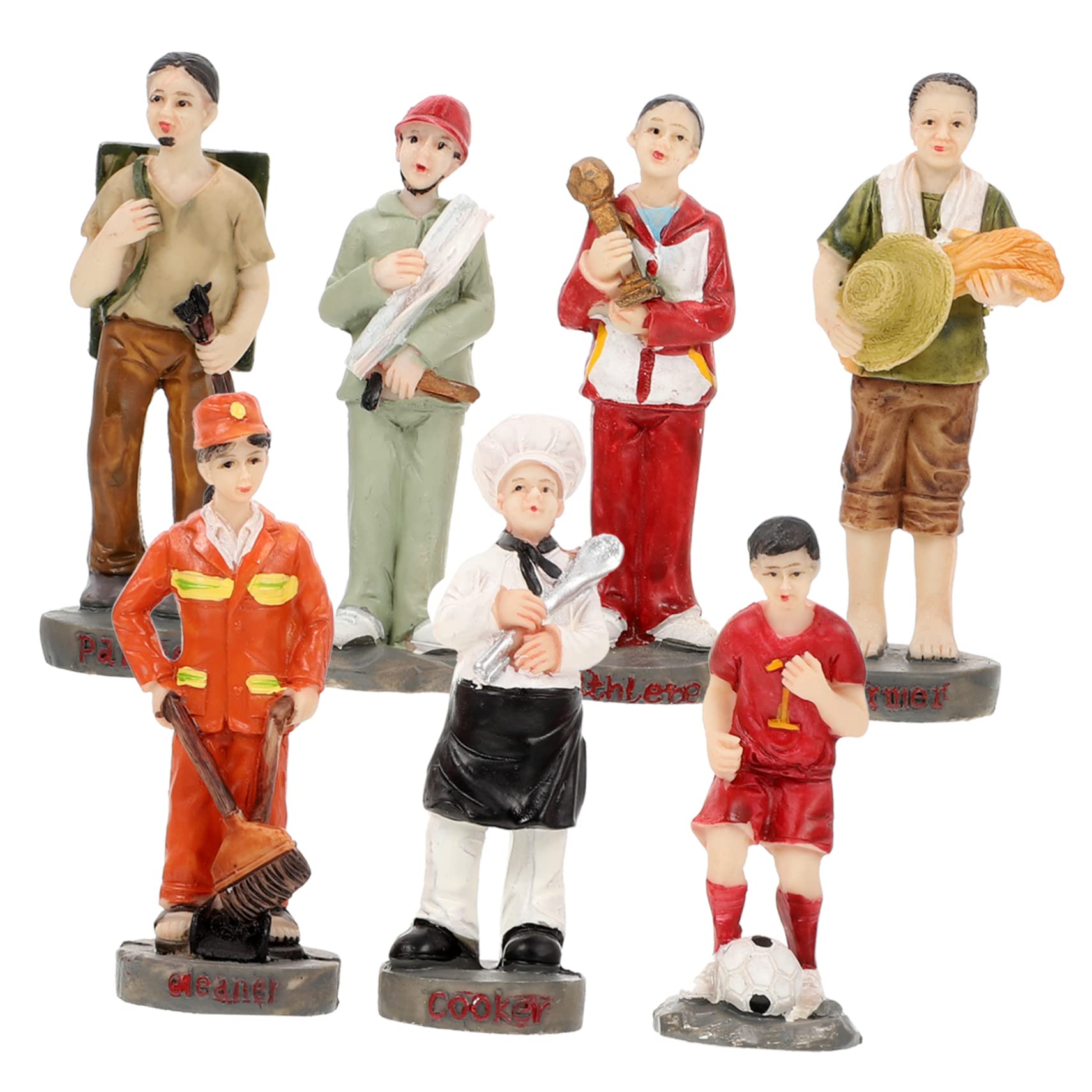 Set di 7 Figure Realistiche in Resina per Modellismo, Miniature Persone per Progetti Scolastici o Decorazioni, Accessori per Tavolo in Sabbia, Stile Realistico Stili multipli