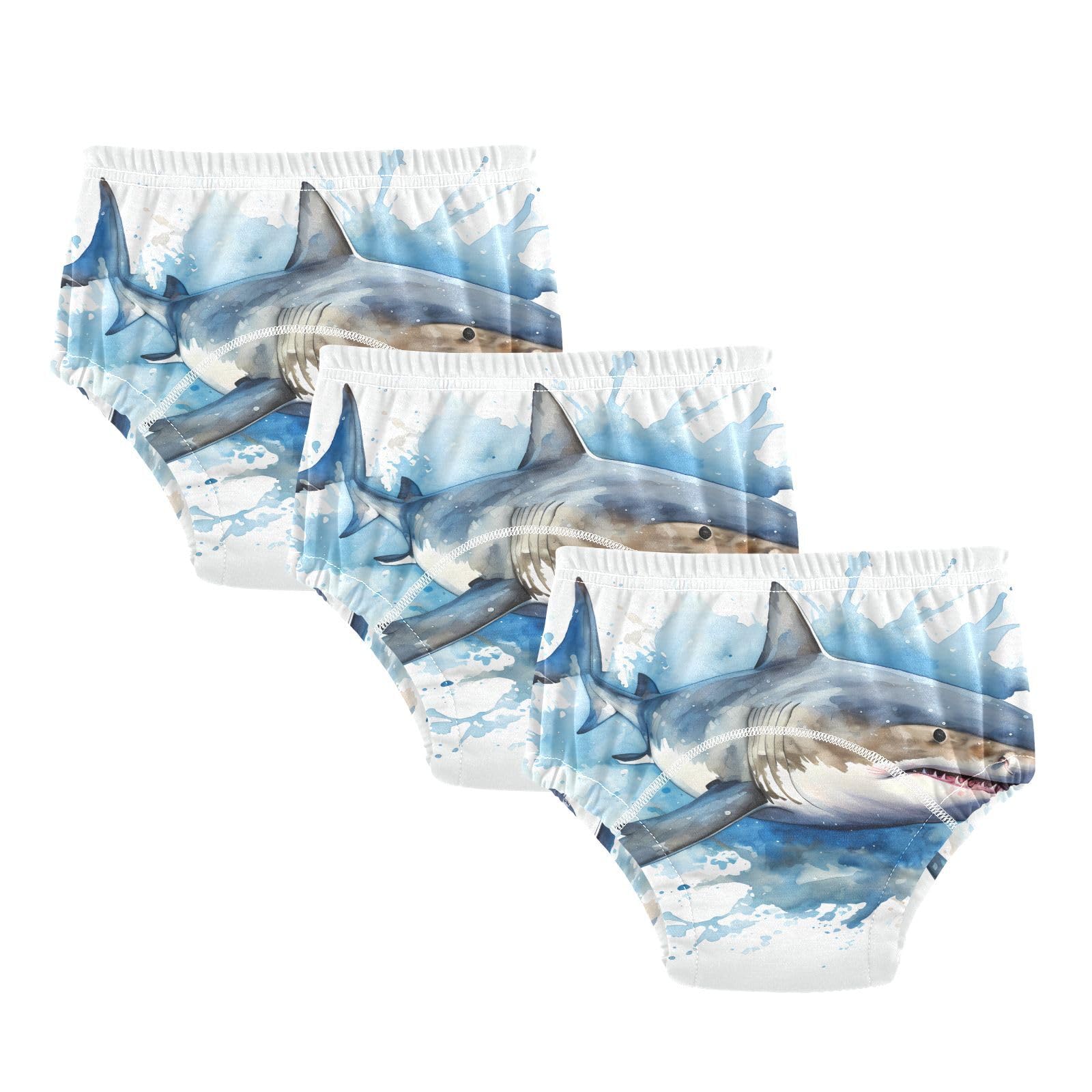 Shark Watercolor Cotton Potty Training Underwear Pants for Toddler Girls Boys, 2t, 3t, 4t, 5t