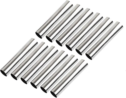 Miniatura 2 de Moldes antiadherentes para cuerno de color crema, de acero inoxidable, 4.92 pulgadas, kit de tubos de cannoli de gran tamaño, paquete de 12 conos