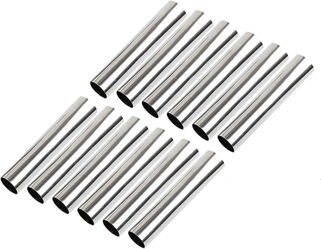 Non-Stick Cream Horn Cones, FantasyDay 12 Pcs Stainless Steel Big Screw Croissant Mould Cannoli Form Tubes, Cream Roll Mold Pastry Baking Mold - Christmas Anniversary Free Standing Pastry Cone Shaper
