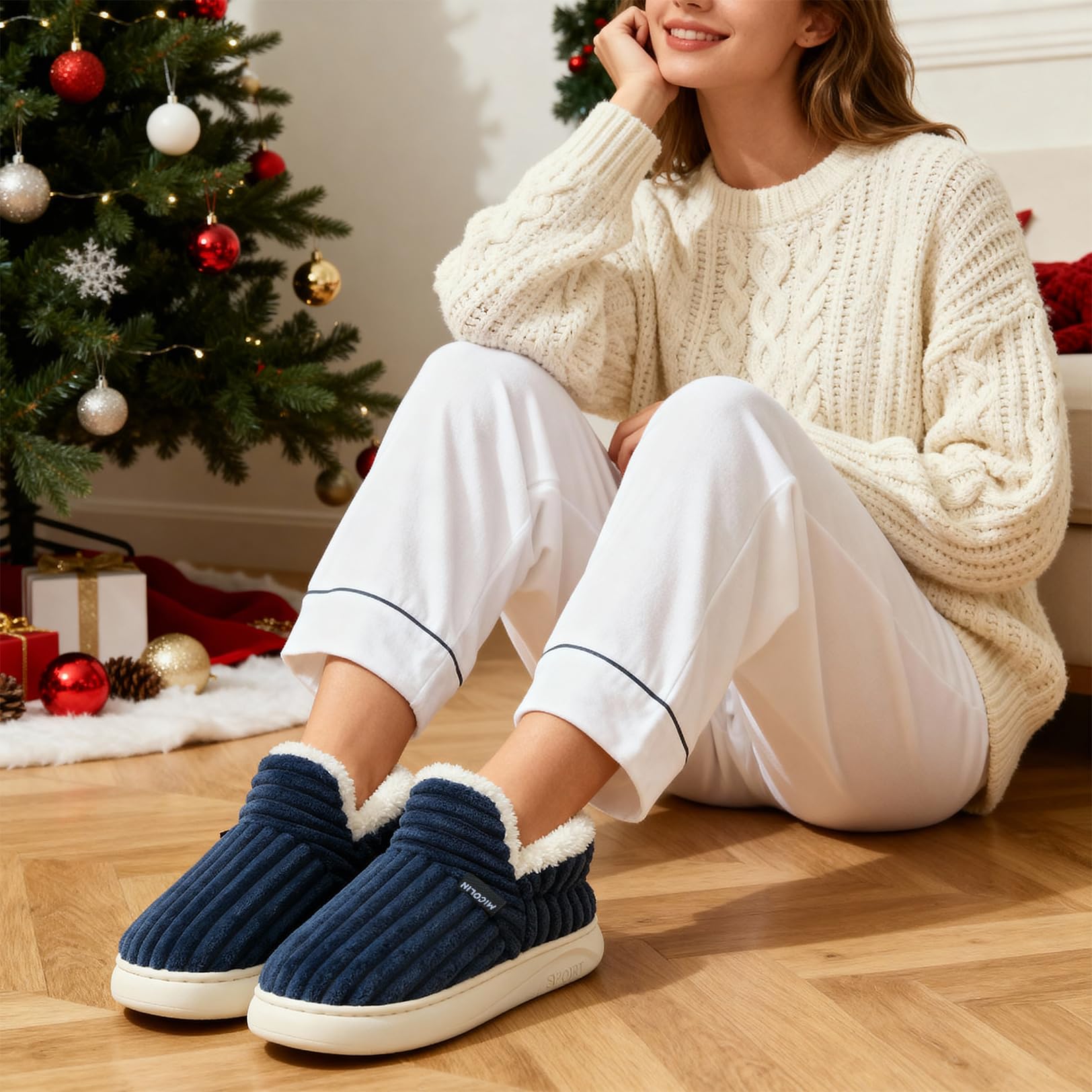 Misolin Pantofole Donna Invernali Peluche Ciabatte Casa Comode Pelose Inverno Scarpe Autunno Memoria Schiuma Antiscivolo Suola Cotone Morbida