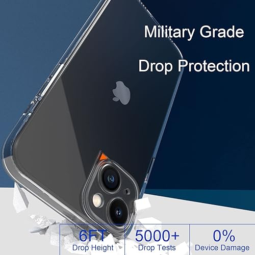 Miniatura 3 de TIRVKEN Funda transparente para iPhone 14 protector de lente de cámara transparente botones elegantes excelente protección contra caídas a prueba de