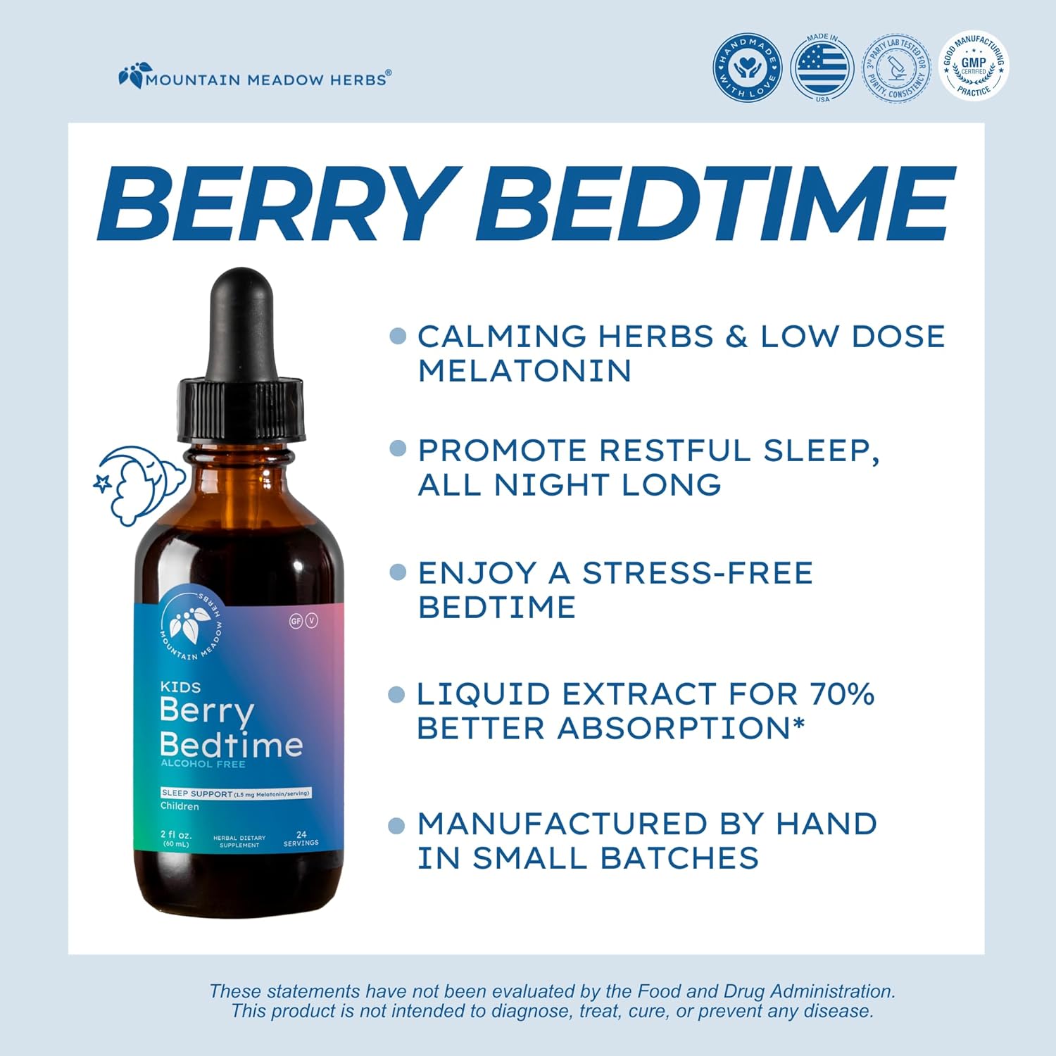 Mountain Meadow Herbs Berry Bedtime – Kids Sleep Support Drops with Melatonin, Chamomile, Lemon Balm & Passionflower - Natural Sleep Aid for Children – 2 oz - Image 2