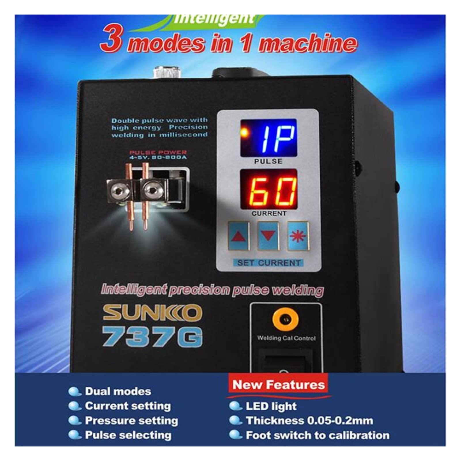737G 18650 Zgrzewarka punktowa na baterię litową 1,5kw LED Light Zgrzewarka punktowa do zgrzewania punktowego Pulse