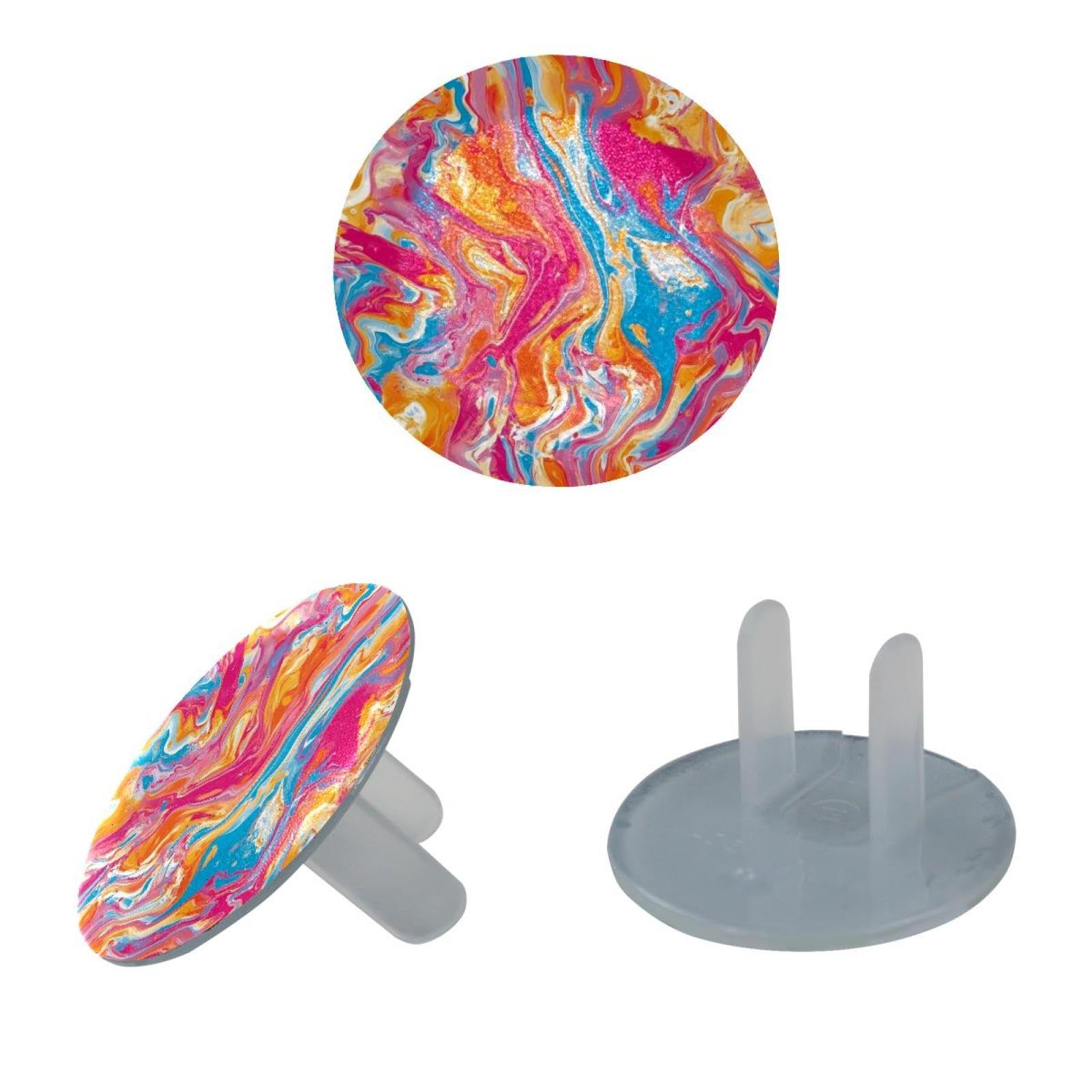 12 Pack Outlet Covers Baby Child Proofing, Colorful Marble Texture Electrical Safety Socket Caps for 2-Prong Power Wall Plate, Safety Plugs Protector Guard