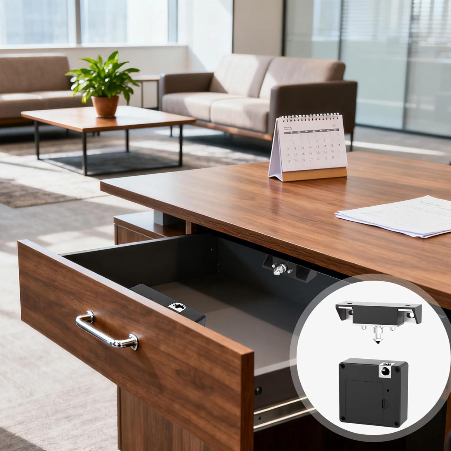 Keyless Smart Drawer Lock with Wireless App Control, Hidden Design, Steel Construction, USB Charging Capable, Access Card Included, Easy Installation