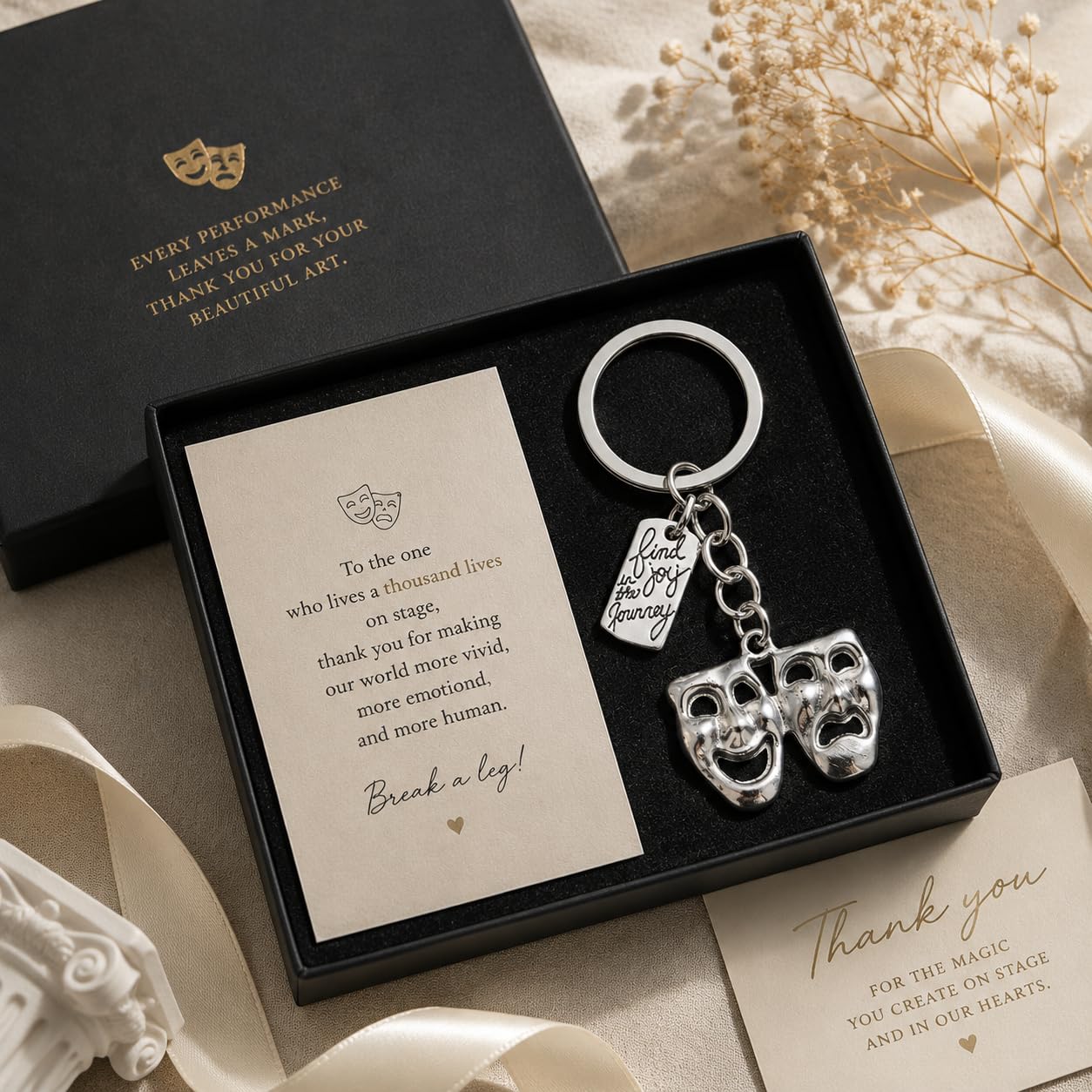 PHAETON 20PCS Theatre Keychain Drama Mask Gift Comedy Tragedy Mask Theatre Actor Actress Broadway Musical Drama Keychain for Performer Gift Musical Lovers Gifts