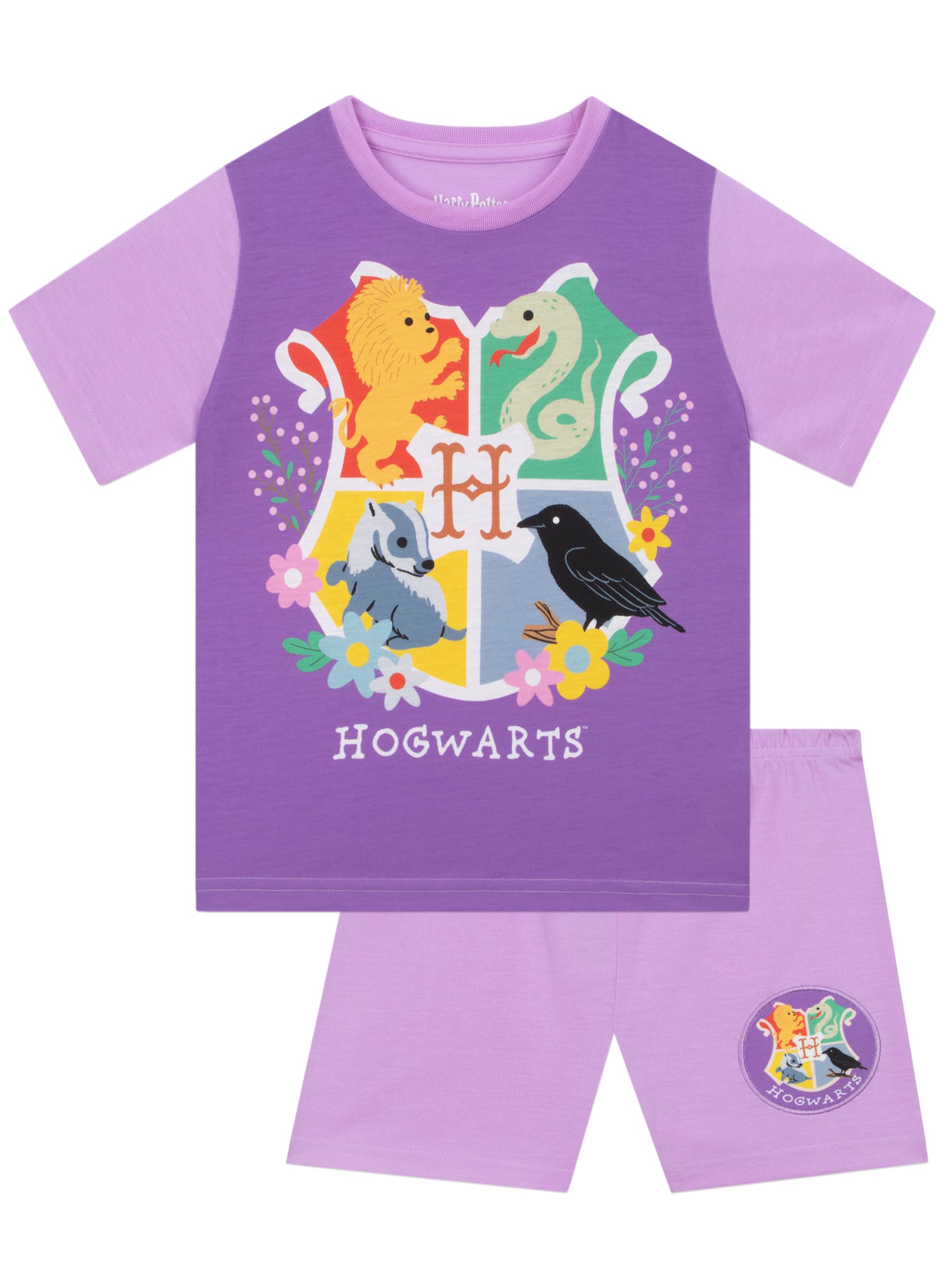 Harry Potter Pyjamas, Hogwarts Girls Pyjamas, Gryffindor Girls Pjs, Kids Pjs For Summer, Purple 10-11 Years