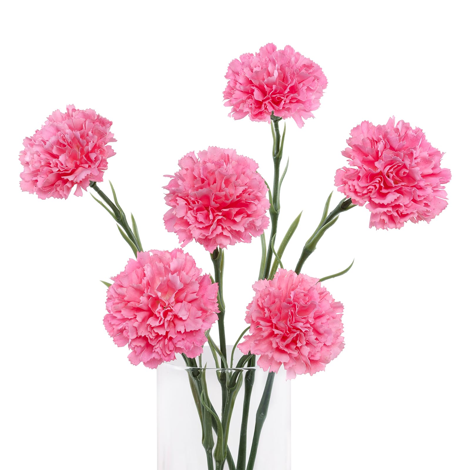 DuHouse Carnations Artificial Flowers Latex Carnation Flowers, 6pcs Real Touch Carnations with Stems for Wedding Party Office Home Decor(Pink) โ image 1