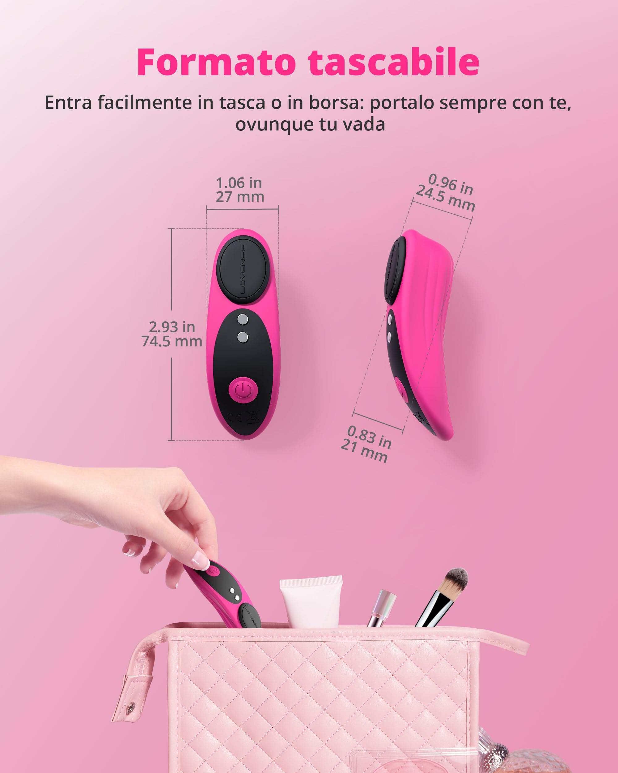 LOVENSE Ferri Mini Vibratore Bluetooth Portatile App Control, Vibratori a Distanza per Donna, Modalità di Vibrazione Personalizzate illimitate