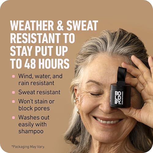 Miniatura 7 de BOLDIFY Polvo de línea capilar  Botella más grande de 0.35 oz  Polvo de retoque de raíz  Oculta instantáneamente la pérdida de cabello  Toppers para