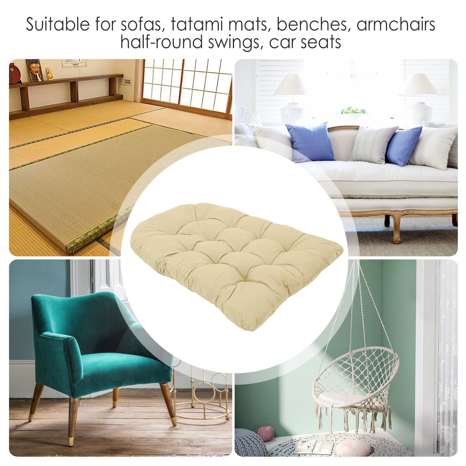 Silla colgante Cush 120 x 80 cm, impermeable y resistente a los rayos UV, cojín redondo para asiento y respaldo para silla de huevo, accesorios de hamaca de poliratán