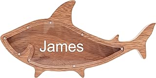 Custom Wooden Piggy Bank, Creative Animal Shape Piggy Bank, Personalized Desktop Home Decorations, Birthdays Christams Gifts for Boys and Girls (Fish)