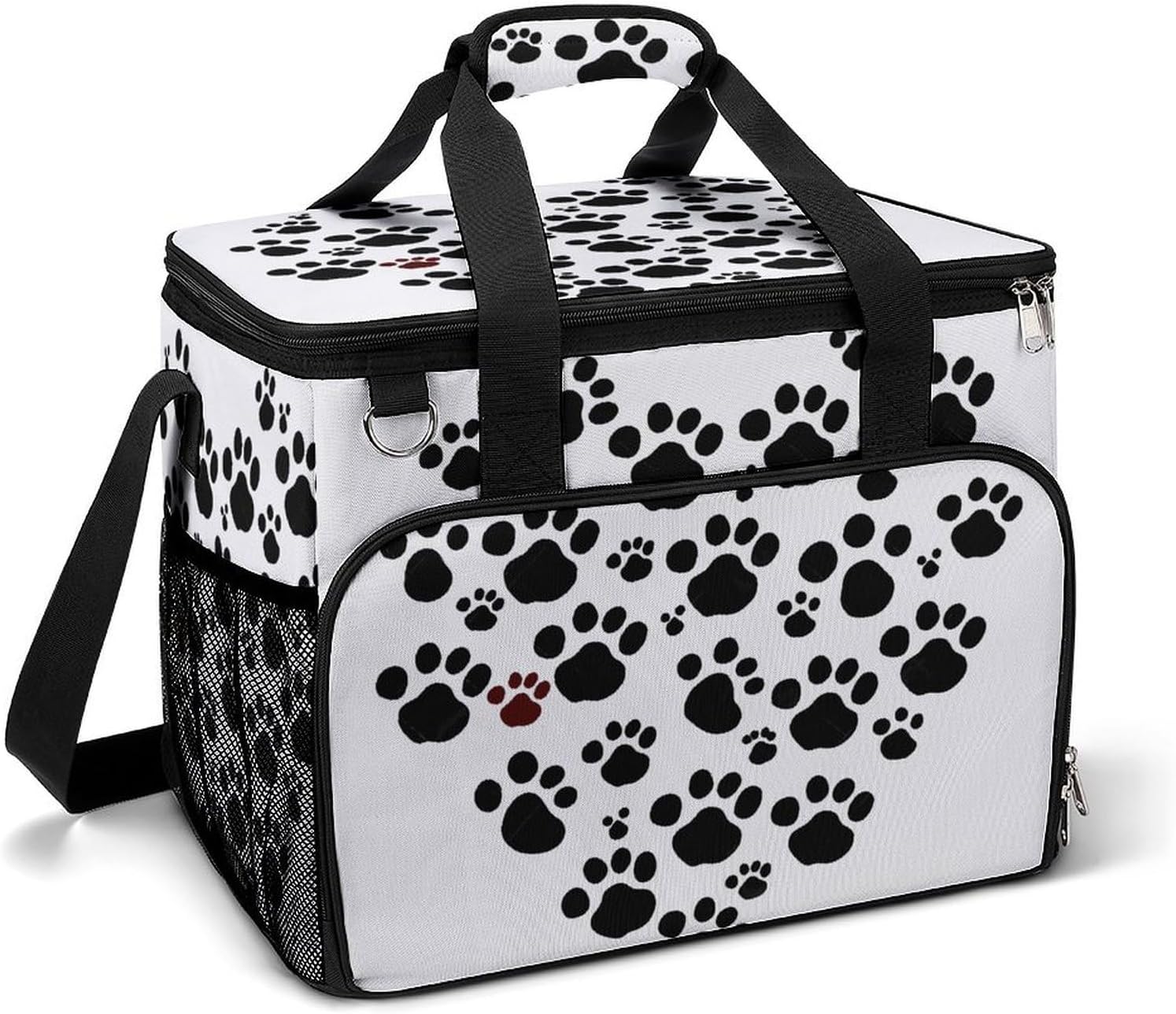 Insulated Picnic Backpack Tote Bag, Large Capacity 30L Dog Paw Print Love Heart Cooler Bag Leakproof Beach Bags Portable Lunch Box Waterproof Picnic Basket for Beach Camping BBQ