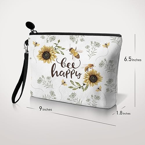 Miniatura 5 de Bolsa de maquillaje de viaje, Blanco, Abeja-abeja feliz