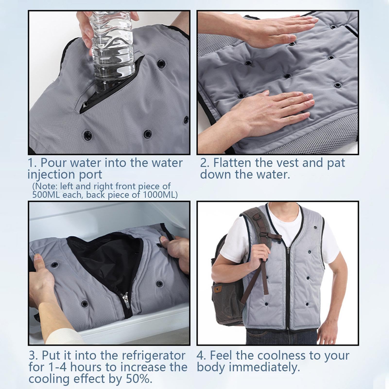 Generico Gilet Rinfrescante Uomo Riutilizzabile Unisex Per Adulti | Gilet Rinfrescante Leggero Con Ghiaccio Motociclismo, Corsa, Sport All'Aperto, Pesca