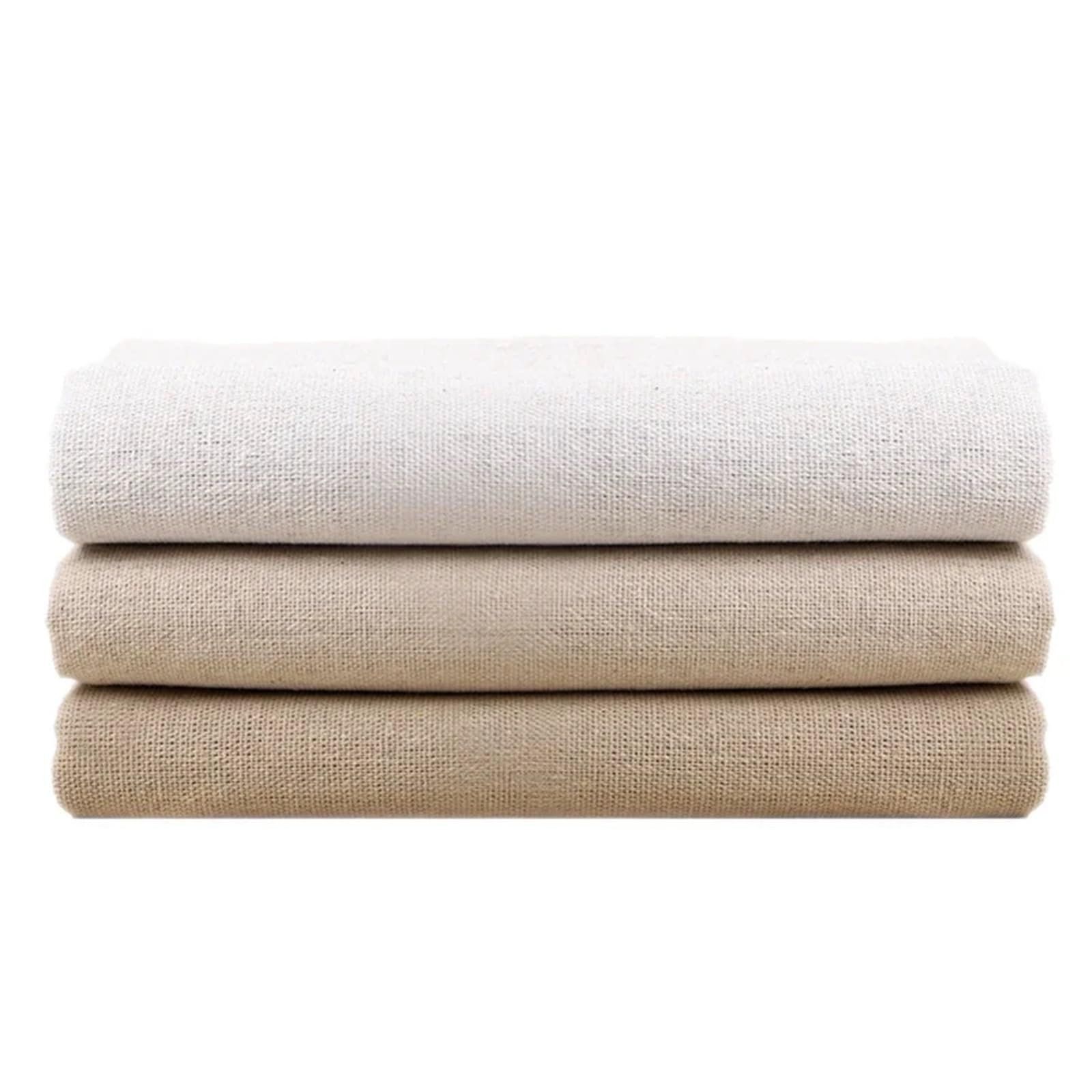 150 x 50 cm / 150 x 500 cm naturalna bawełniana tkanina lniana - niebielona, szara tkanina do ćwiczenia haftowania, szycia DIY i dekoracji domu, splot premium, do ręcznie robionego rękodzieła i