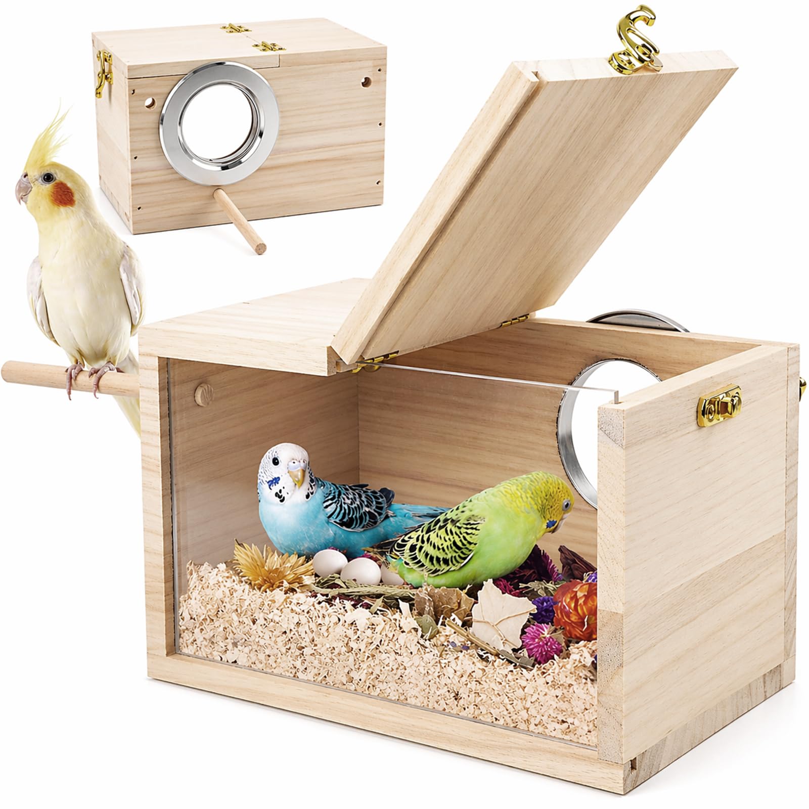Rypet Parakeet Nesting Box Transparent Design, Bird Nest Breeding