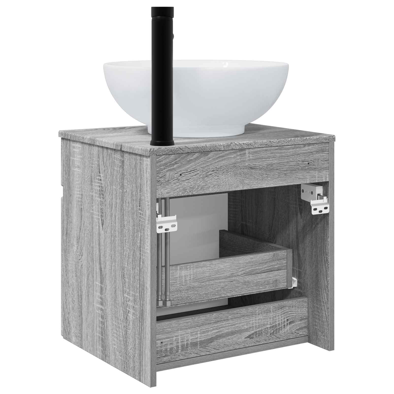 Mobile sottolavabo da parete, grigio sonoma, 49 x 44,5 x 66,5 cm