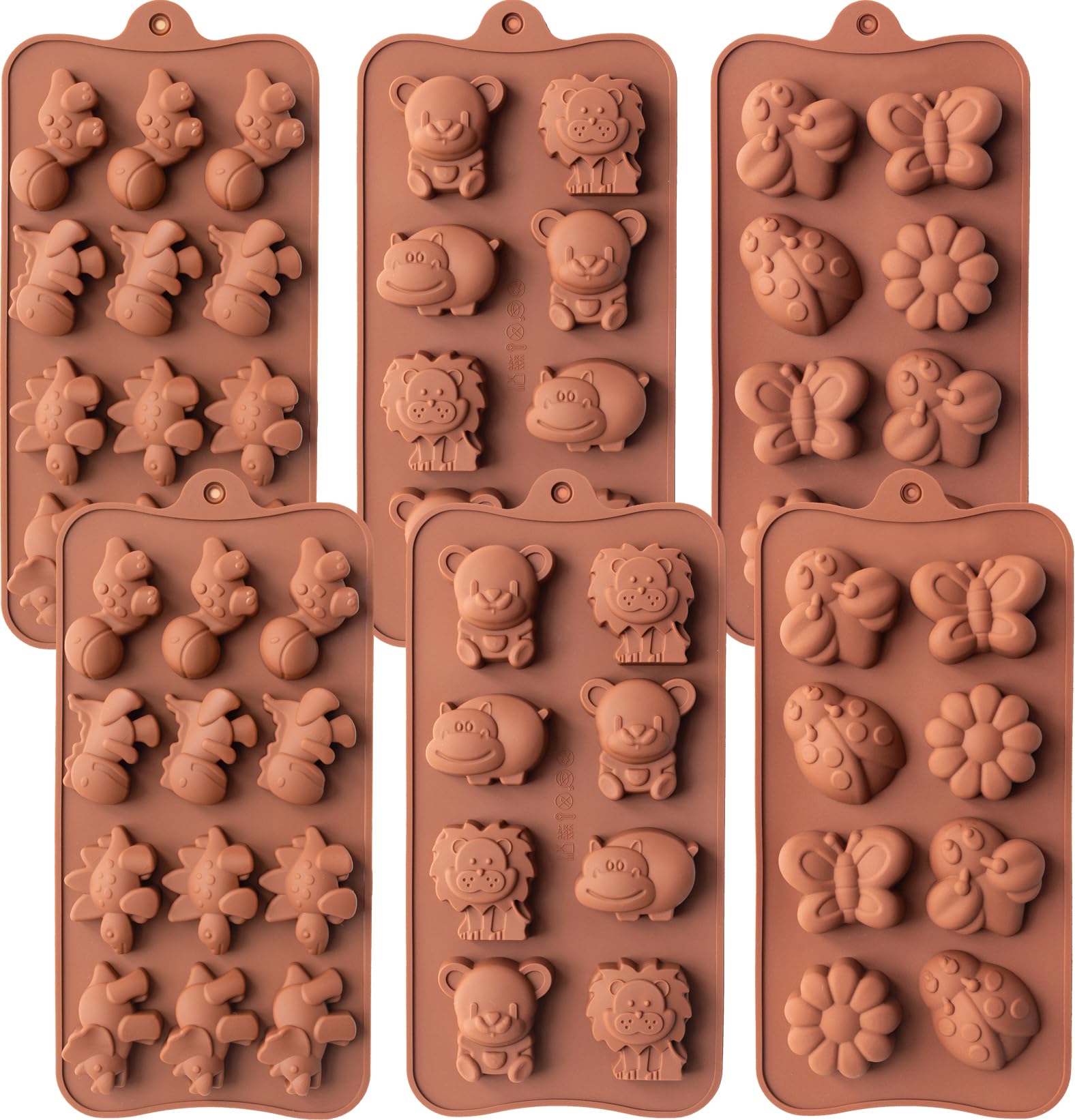 Photo 1 of WARM TIME 6 Pcs Silicone Chocolate Mold Set - Food-Grade Non-Stick Candy Molds Cookery Moulds for Chocolate, Candy, Jelly, Butter, and More - Animal Shapes