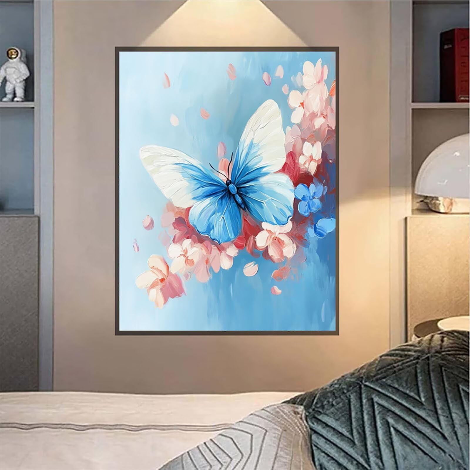 5D Diamond Painting Farfalla Diamond Painting Kit Completo, DIY Disegni con Perline da Attaccare Flower, Diamantini Crystal Art, Strass Ricamo a Punto Croce per Decorazione Casa 80x110cm 5-6562