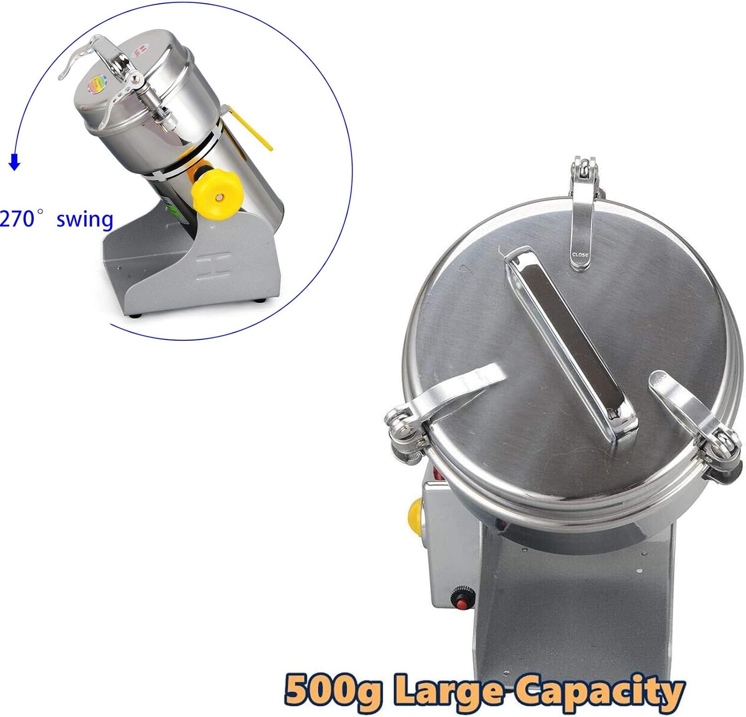Electric Grain Grinder, Electric Mill Spice Grinder 1500W, Mill Powder Machine Commercial Grinder Coffee Grinder Dry Feed Mill for Kitchen Herb Spice Pepper Coffee C