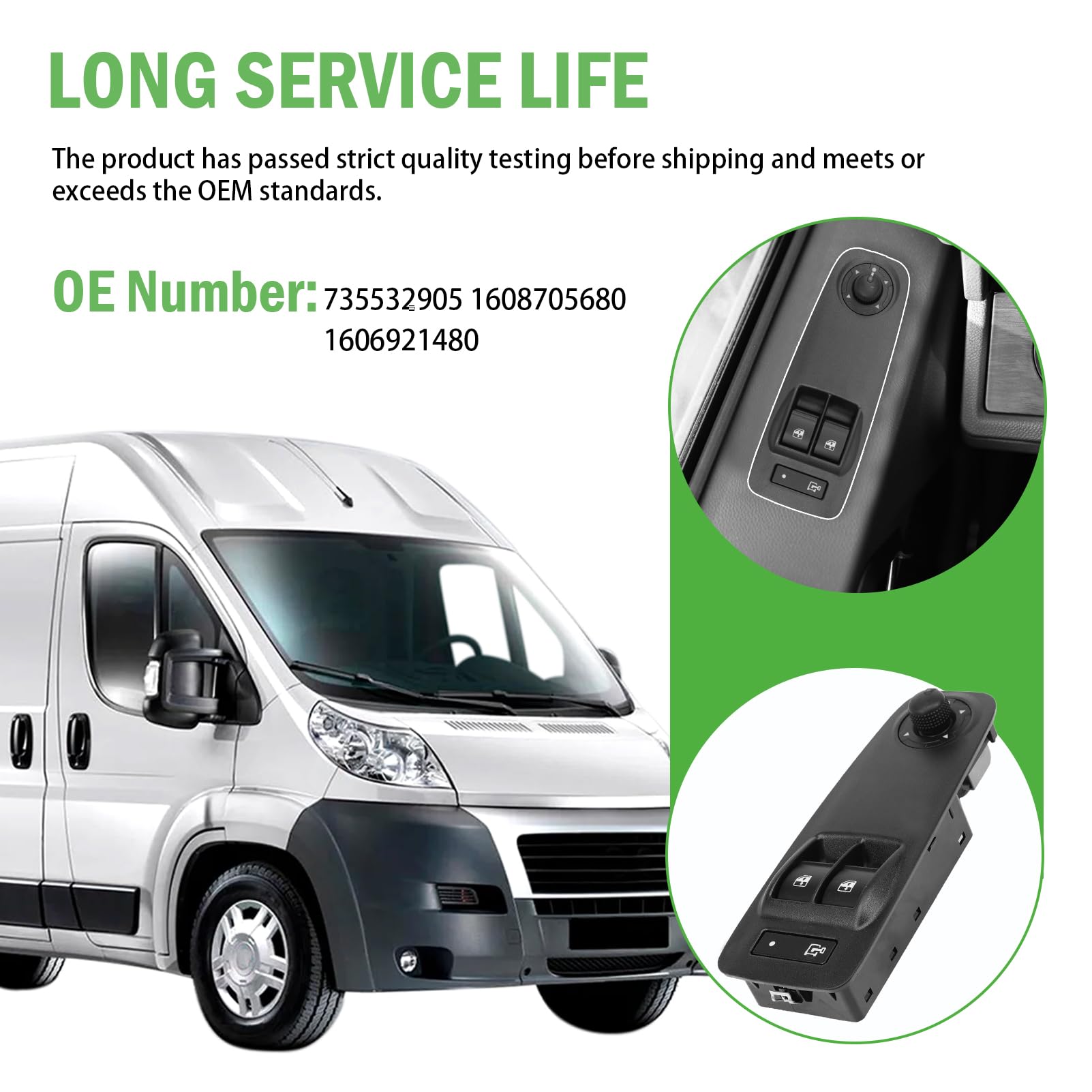 Interruttore alzacristalli console lato guida compatibile Jumper II Ducato III Boxer 735532905 1608705680 1606921480