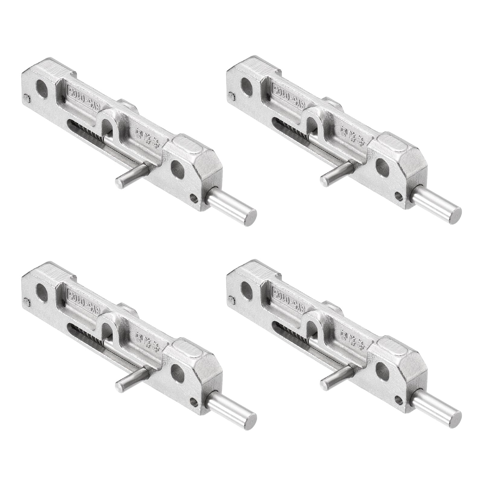 sourcing map 4 Pcs Left Spring-Loaded Gate Latch, Silver Stainless Steel