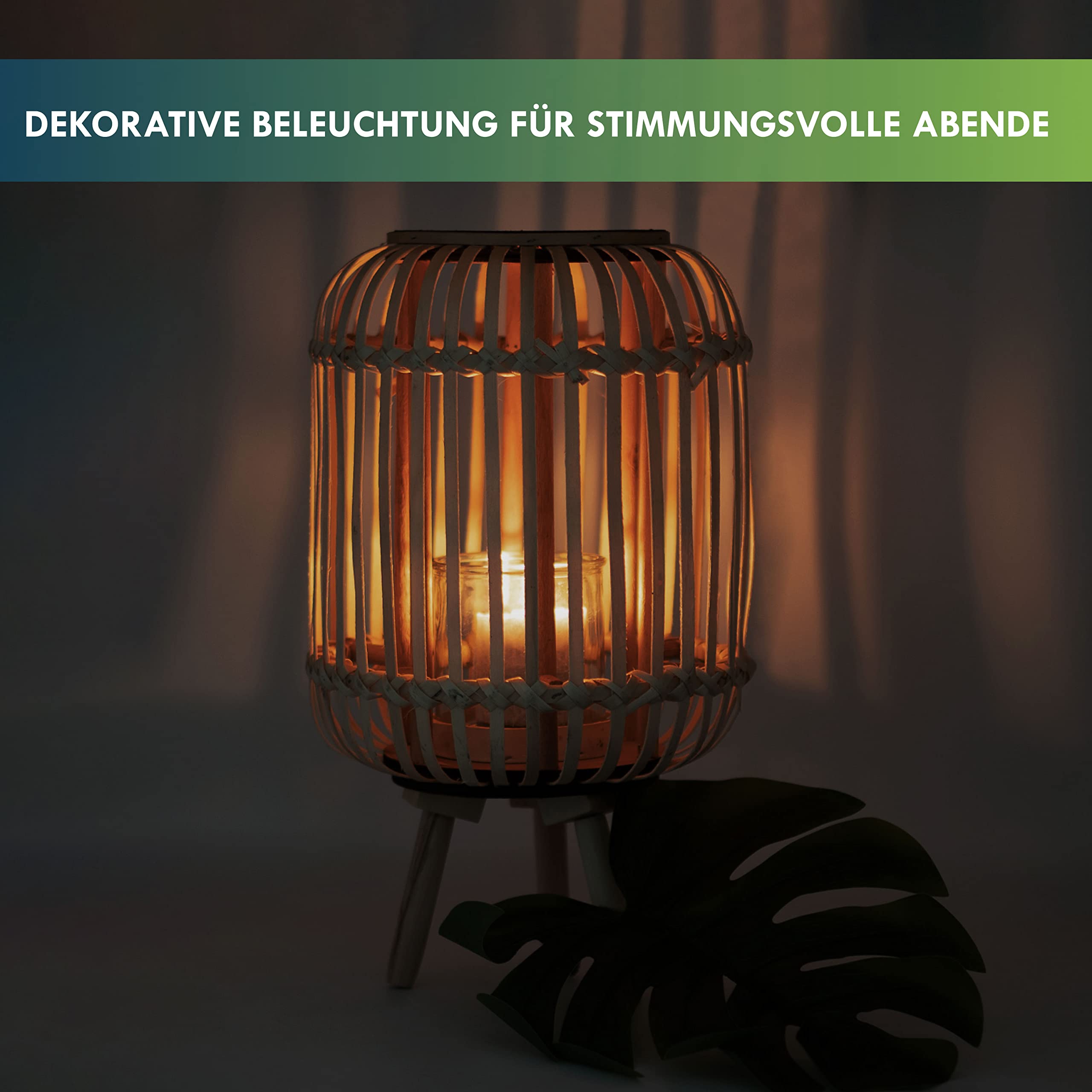 Bambus Laterne Klein Mittel Gro Bambus Windlicht Laterne Boho Stil -  Kerzenhalter Mit Glas & Jutegriff (Klein H22cm)