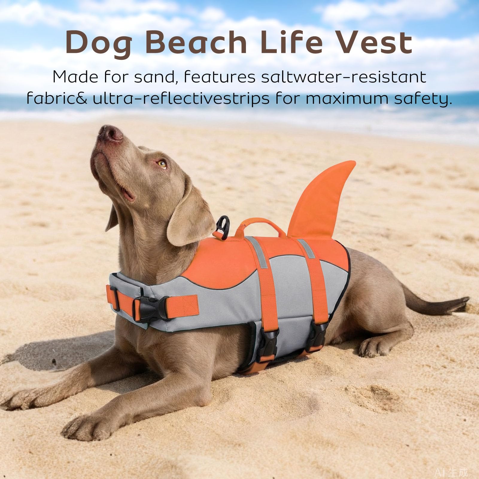 CITÉTOILE Perro Chaleco Salvavidas Chaqueta Mascotas Salvavidas Reflexivo para Piscina, Playa, Canotaje, para Perros pequeños, medianos, Grandes Que entrenan con manija de Rescate Naranja S