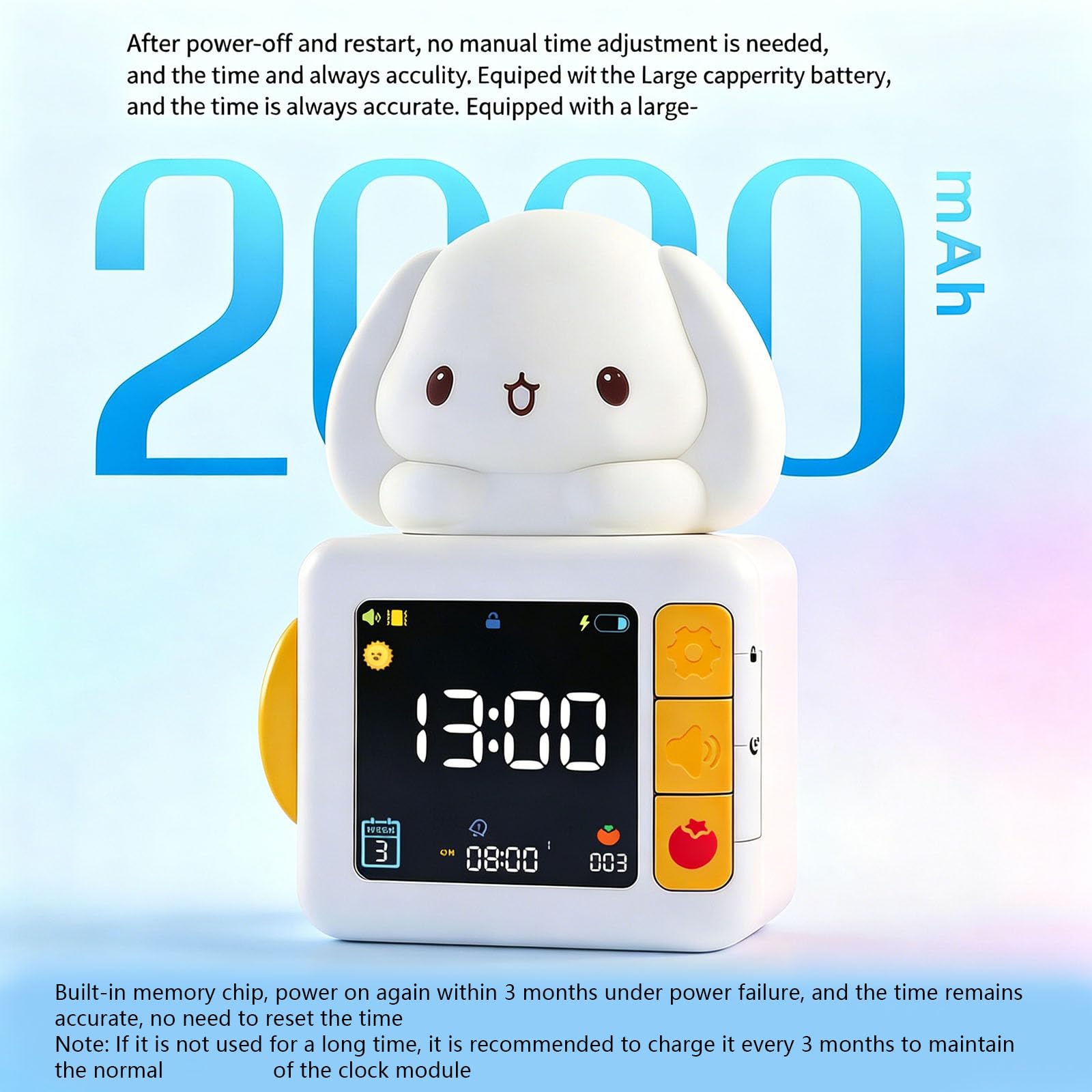 PANGBOER Sveglia Multifunzionale con Timer Pomodoro Rumori Compagno Sonno Luce Notturna Morbida per Comodino Camera da Letto Orologio con Luce Notturna