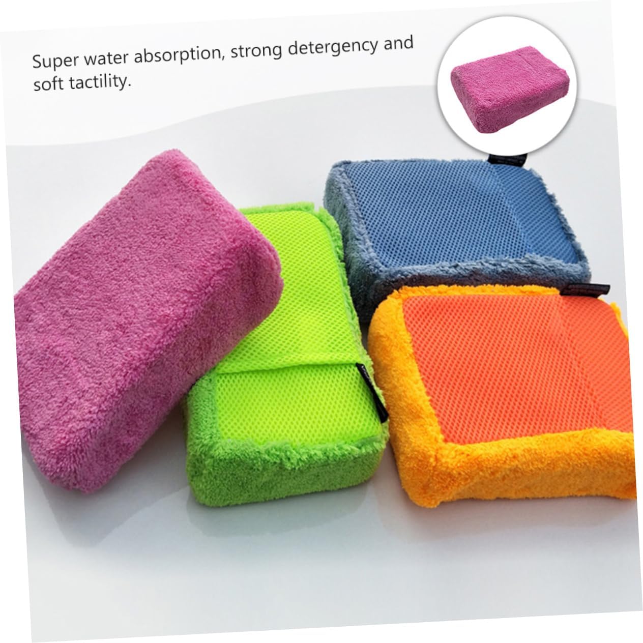 2Pcs Car Wash Sponge Thick Absorbent Cleaning Gloves for Auto Detailing Durable Fleece Material Scratch Washing for Car Waxing and Maintenance