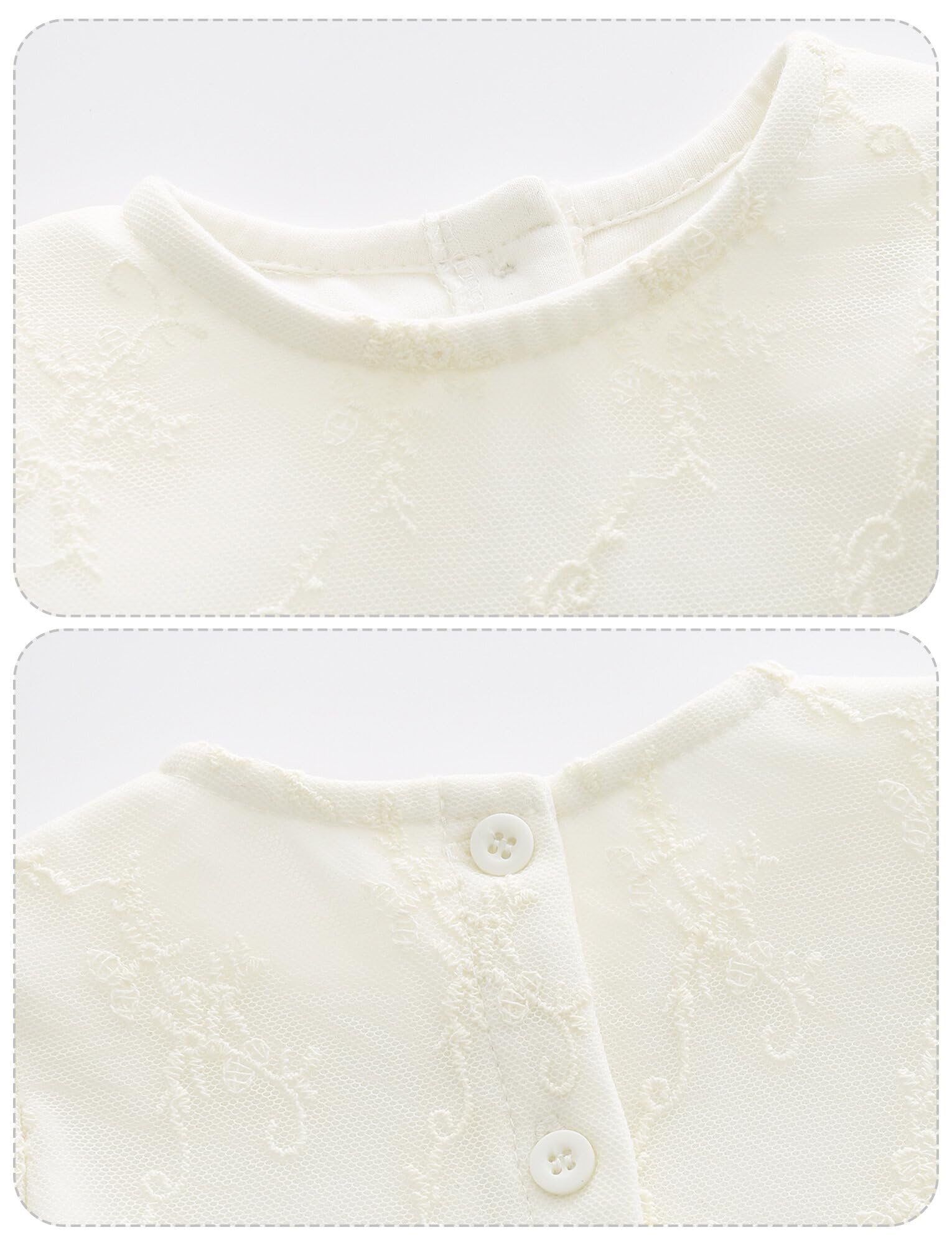 Happy Cherry Neonata Abito da Battesimo Maniche Lunghe/Senza Maniche Bambina Vestito da Matrimonio Compleanno Festa Bianco Elegante Abitini da Principessa + Cappello 0-24 Mesi